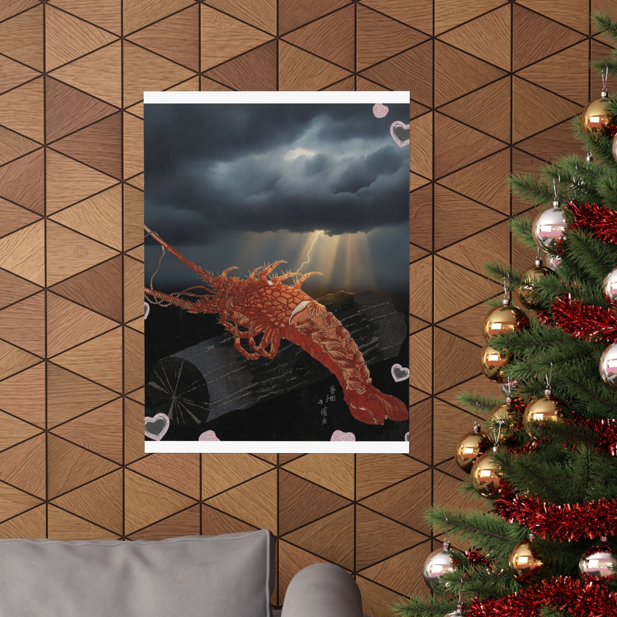 Dramatic Storm — Lobster On A Piece Of Charcoal — Matte Poster
