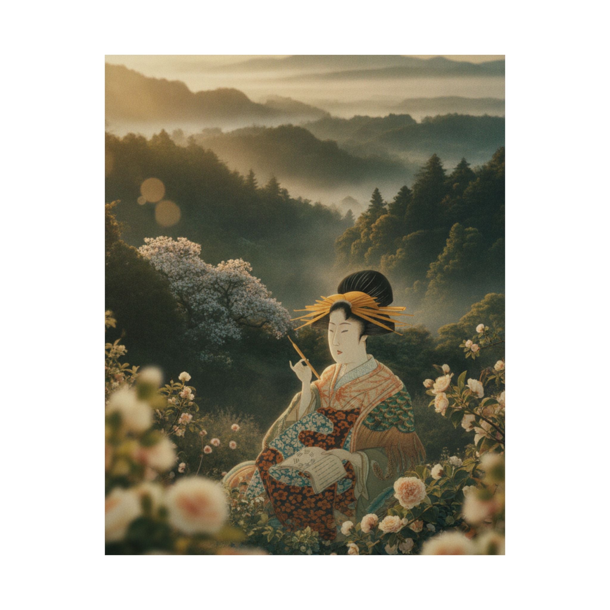 Scenic Nature — Courtesan With Book And Hair-Pin — Matte Poster