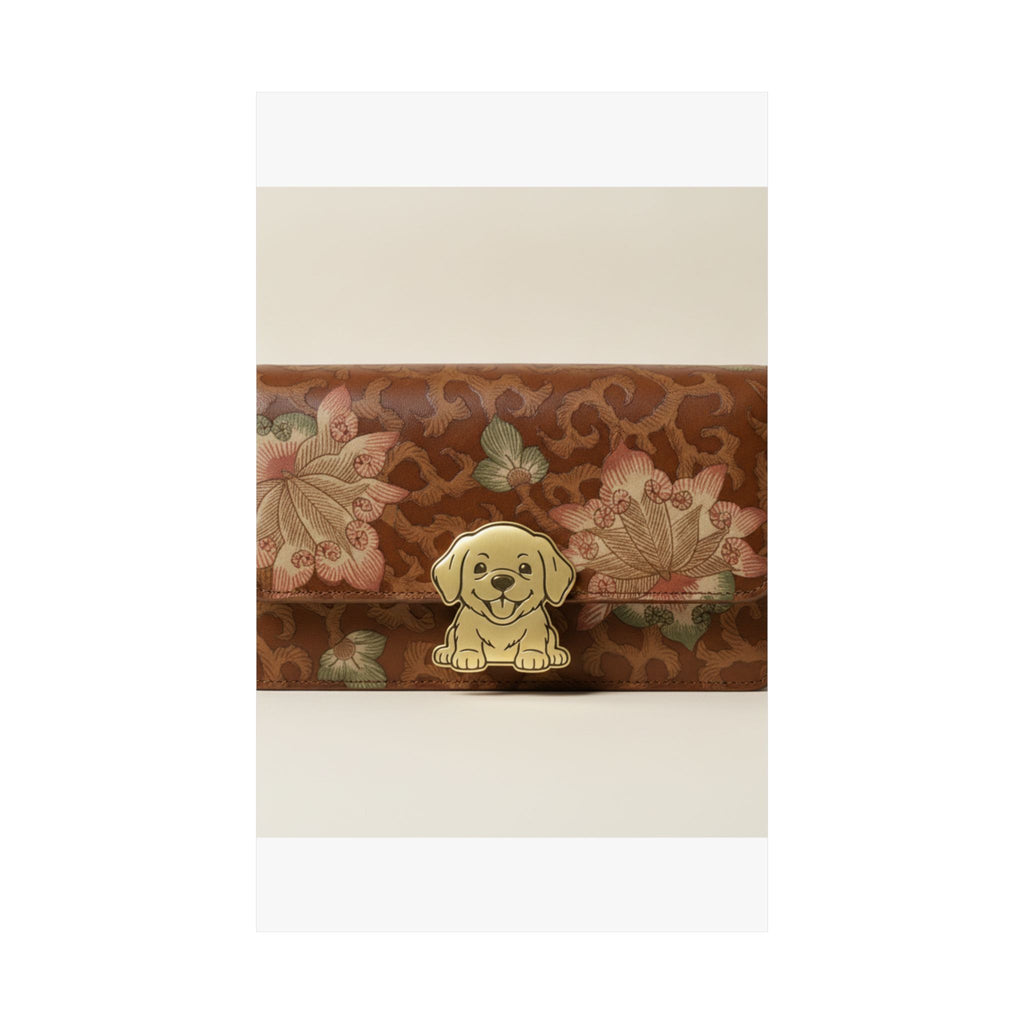 Product Marketing — Leather Purse With A Buckle In The Shape Of A Puppy — Matte Poster