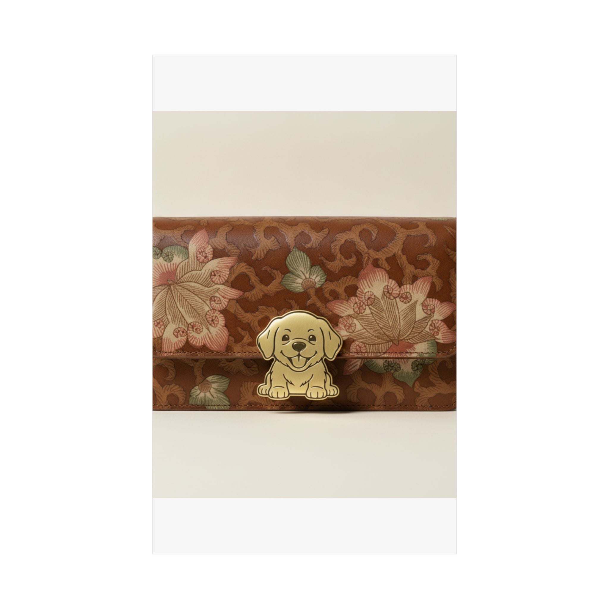 Product Marketing — Leather Purse With A Buckle In The Shape Of A Puppy — Matte Poster
