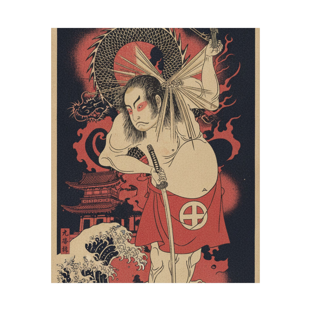 Japanese Street — The Third Otani Hiroji As A Man Clothed Only With A Red Apron — Matte Poster