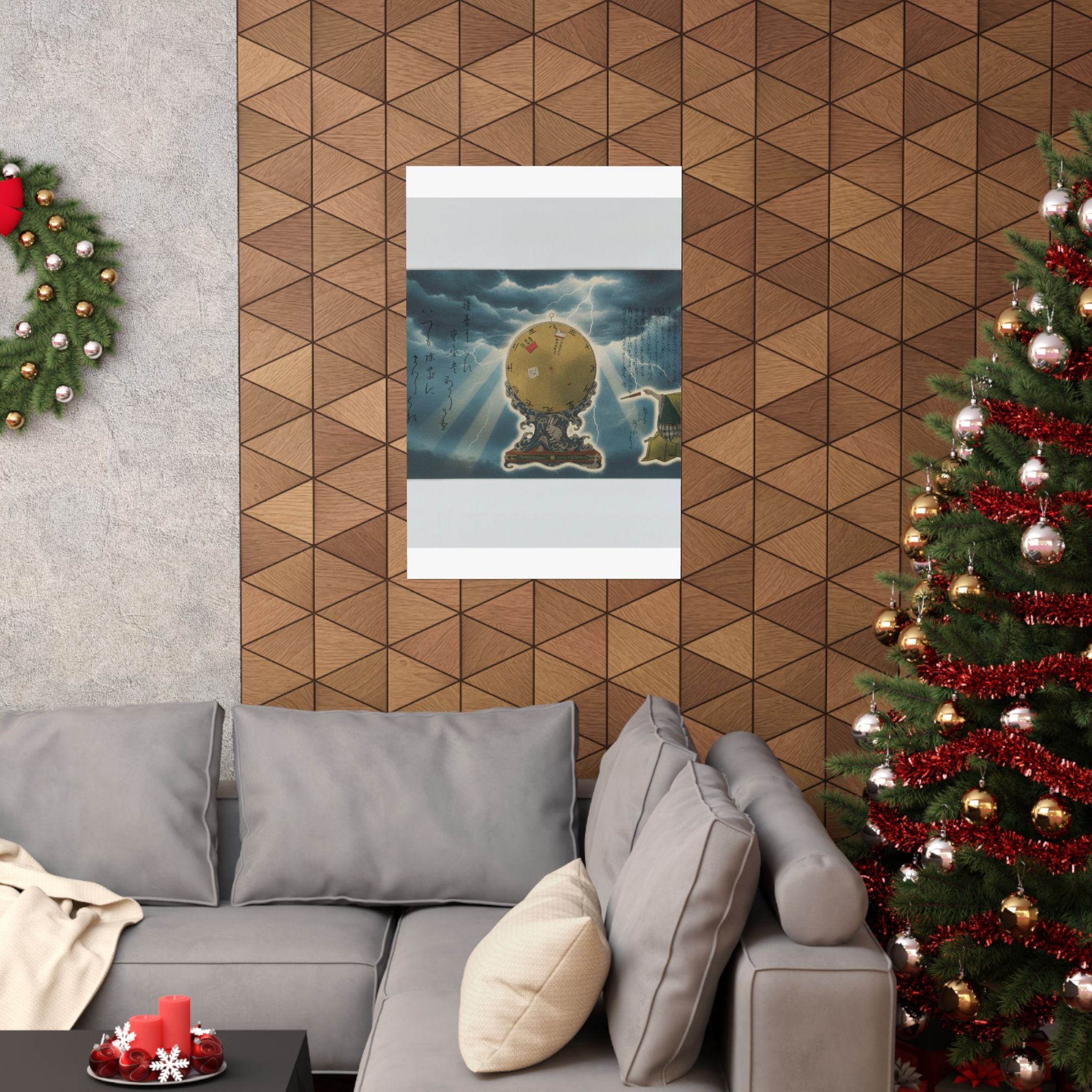 Dramatic Storm — Moveable Rotating Calendar Mounted On Elaborate Wave-Base With Rabbit Crest — Matte Poster