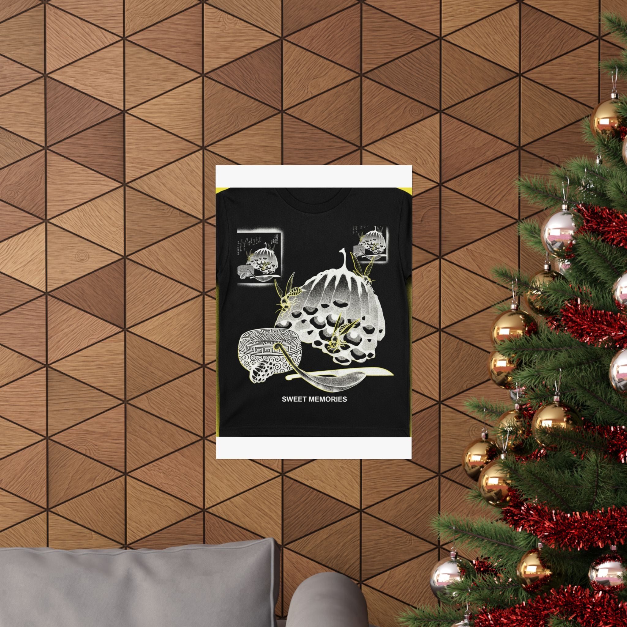 Streetwear Collage — Hives With Wasps, And A Box With A Spoon For Honey — Matte Poster