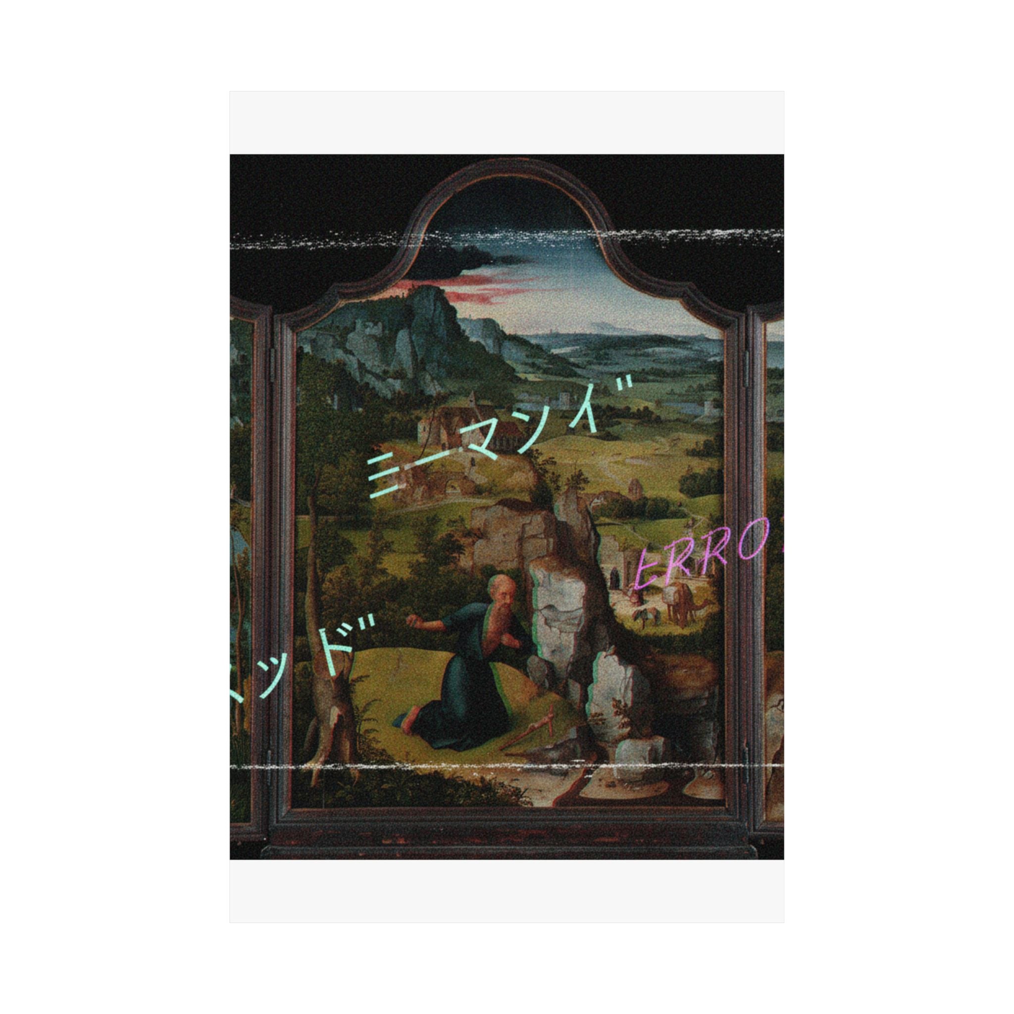 Glitched Renaissance Triptych Vaporwave ERROR Matte Poster