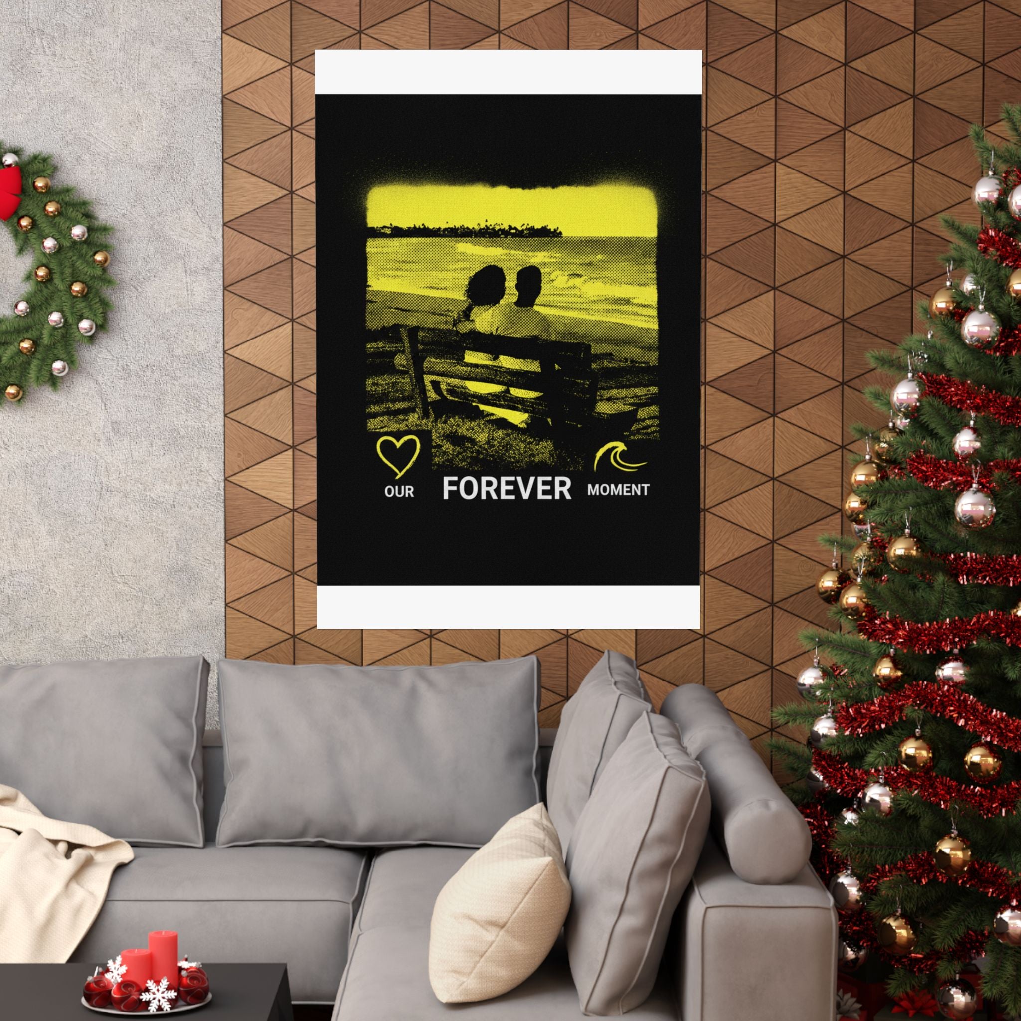 Our Forever Moment Beach Sunset Couple Yellow Matte Poster