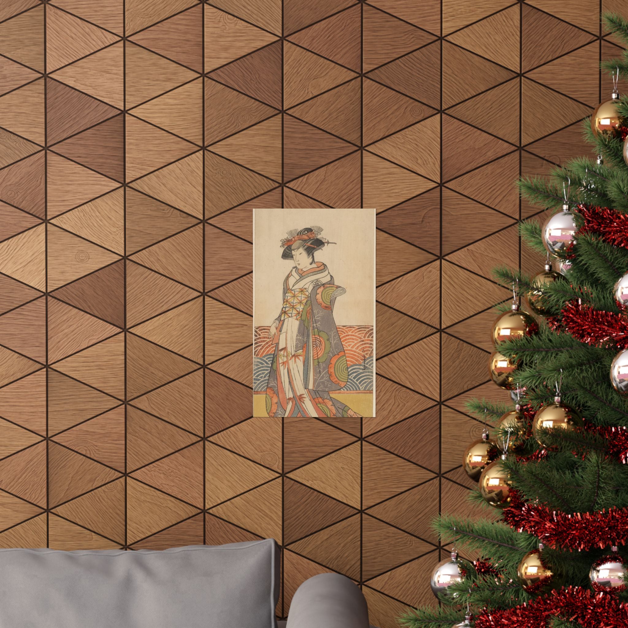 Product Marketing — The Third Segawa Kikunojo As A Woman Standing In A Room Having A Wave-Pattern Da — Matte Poster