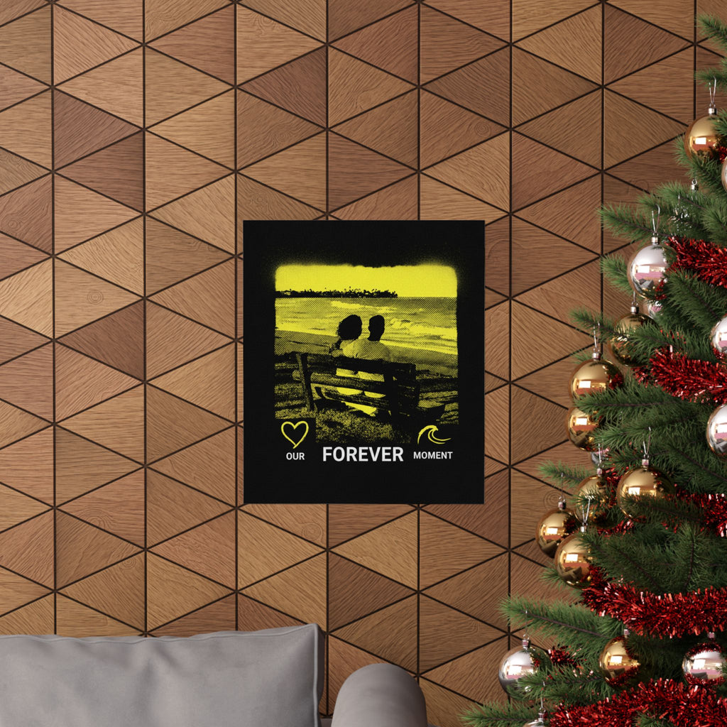 Our Forever Moment Beach Sunset Couple Yellow Matte Poster