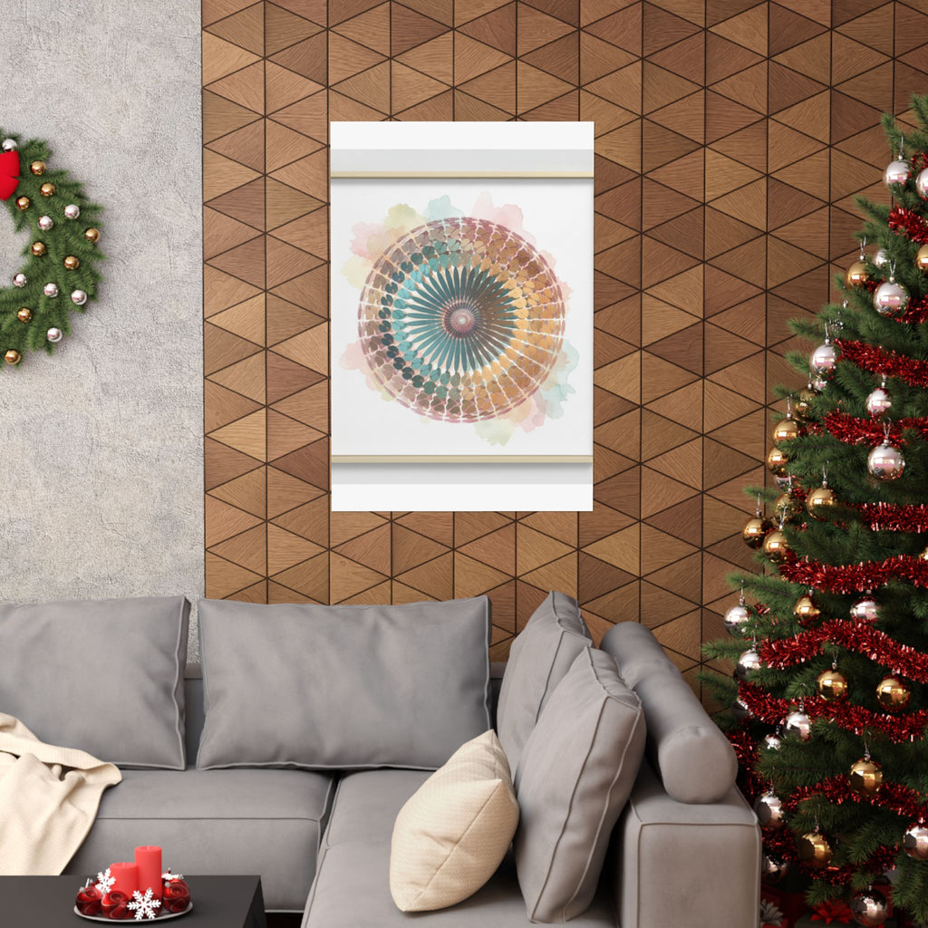 Terracotta and Teal Watercolour Spiral Mandala Poster