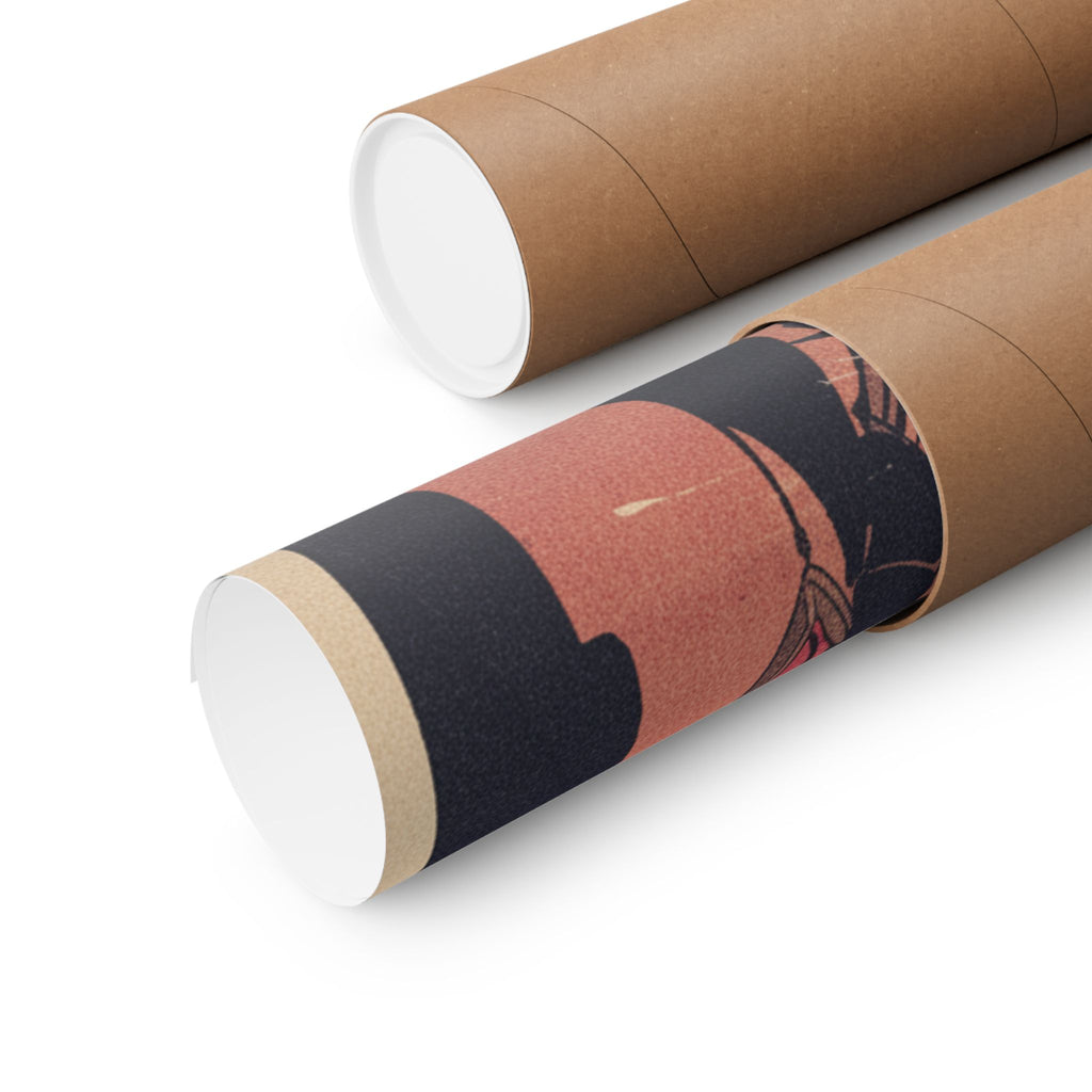 Japanese Street — Two Men, One Playing A Flute — Matte Poster