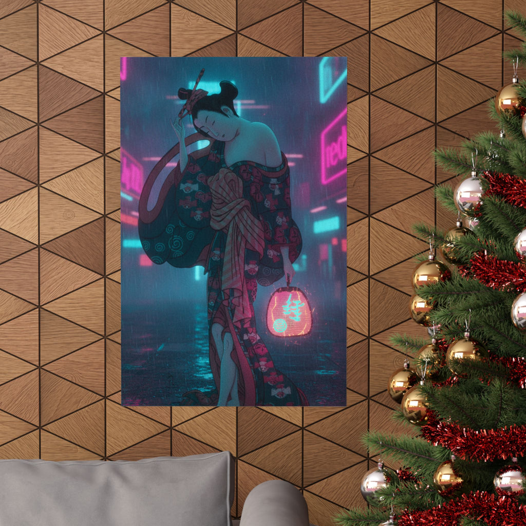 Neon Noir — Summer Willow In The Breeze — Matte Poster