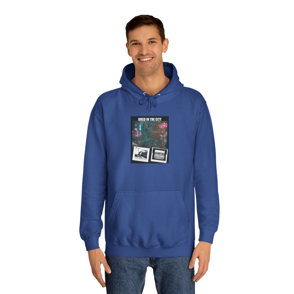 Bred In The City Neon Car Polaroid Collage Hoodie