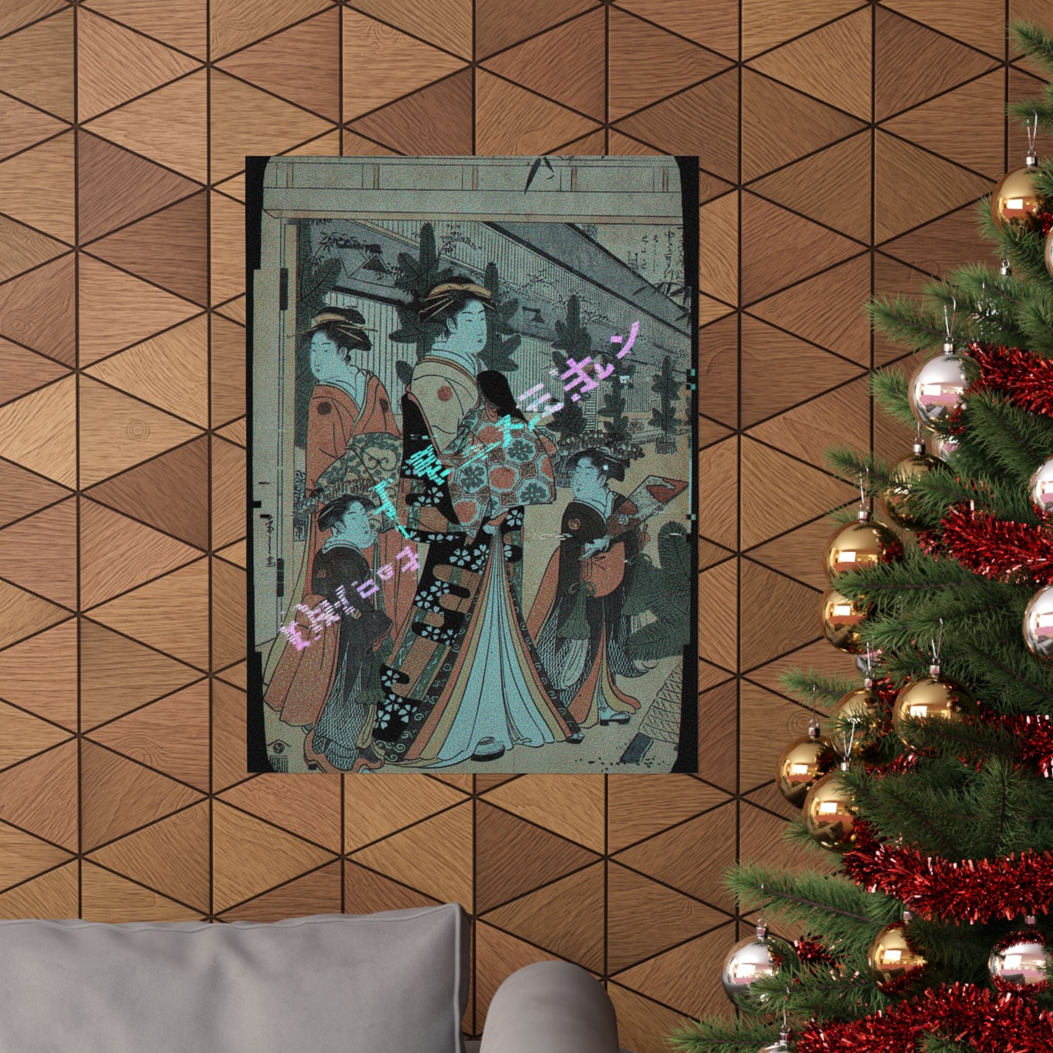 Glitch Culture — Two Oiran With Two Female Attendants In The Yoshiwara — Matte Poster