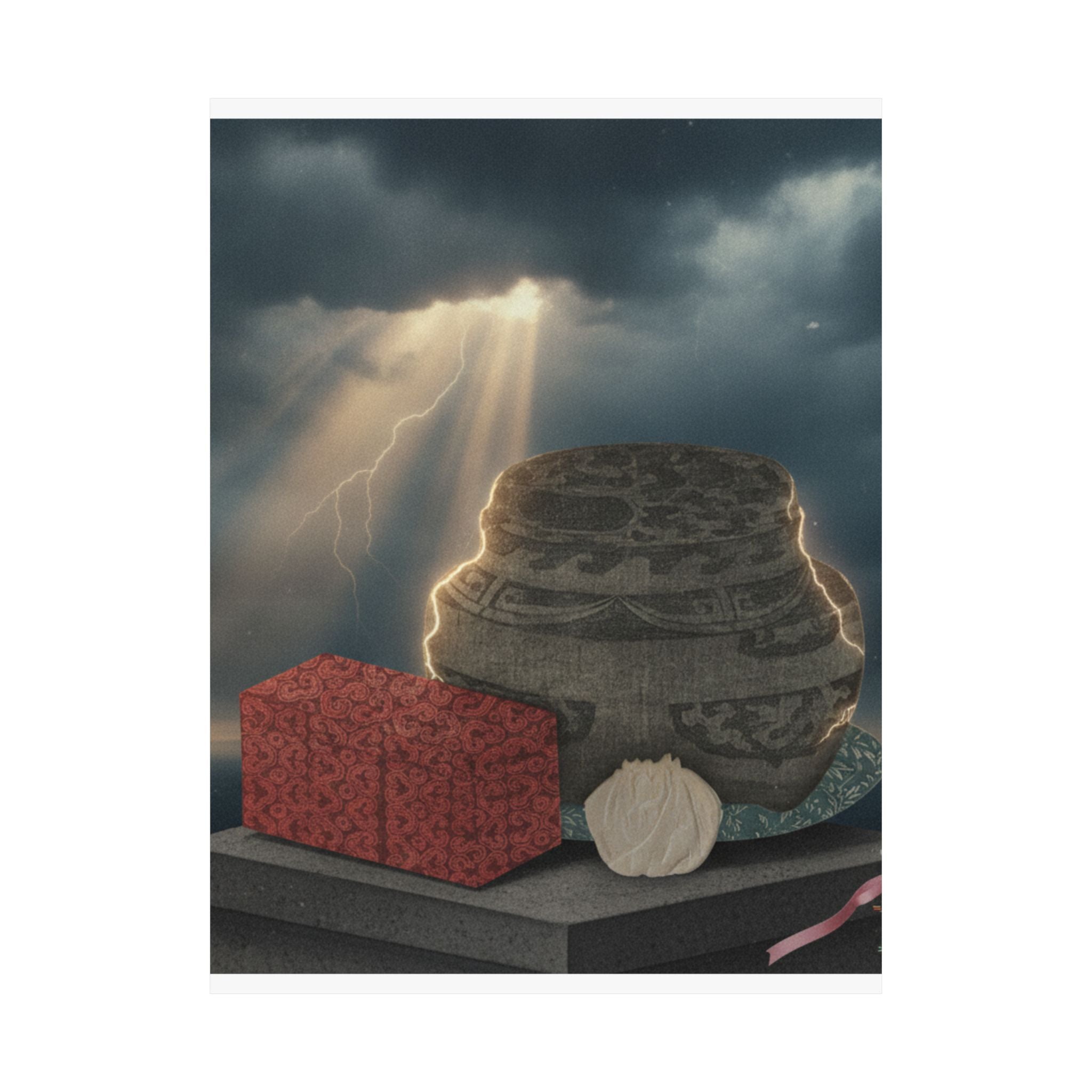 Dramatic Storm — Fire-Holder And Tea-Box — Matte Poster