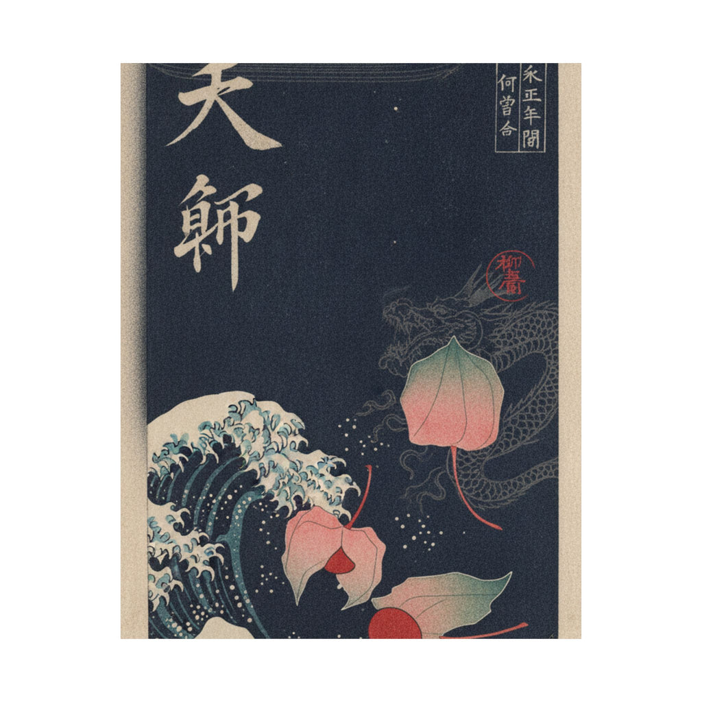 Japanese Street — Winter Cherries — Matte Poster