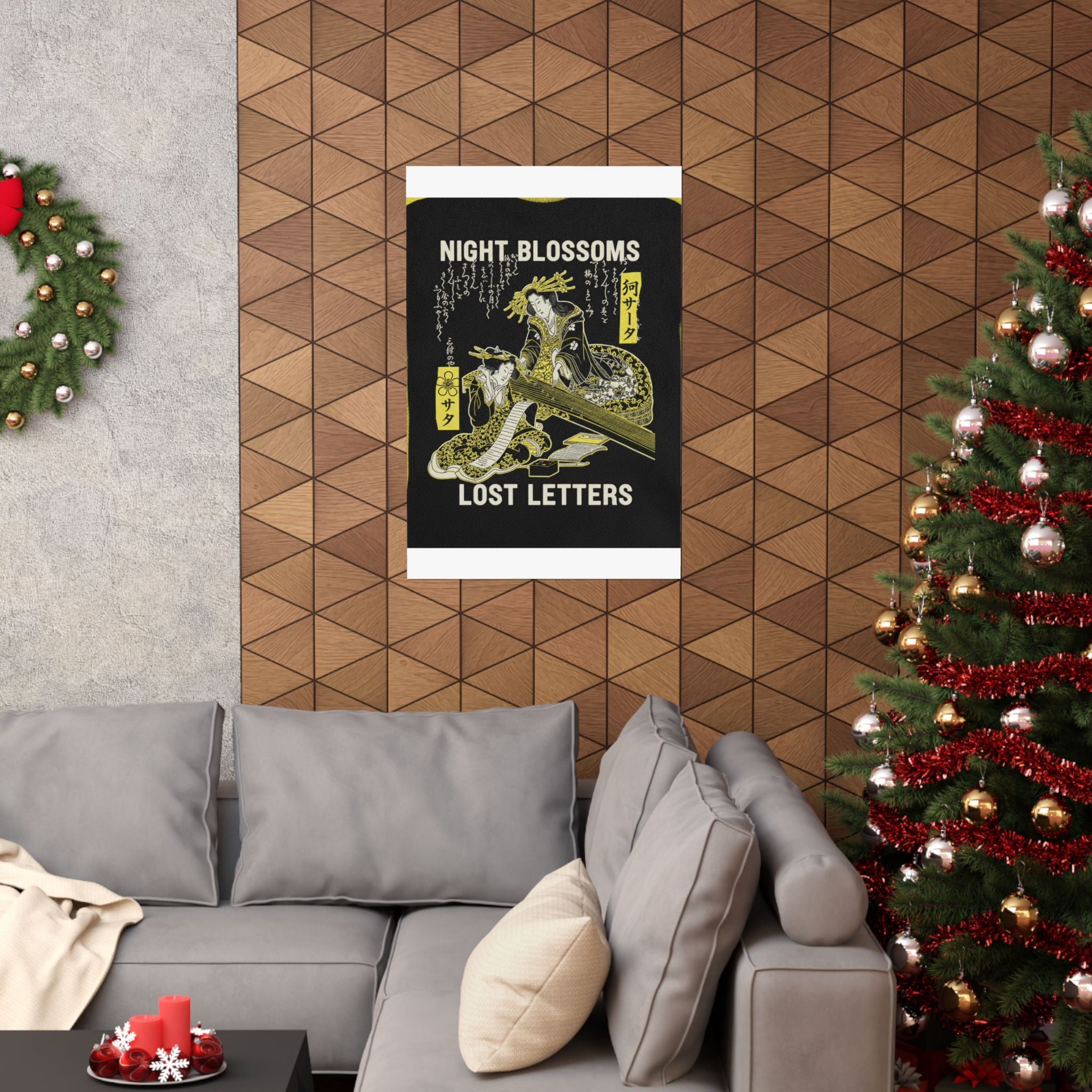 Streetwear Collage — Two Courtesans, One Playing A Koto (Harp) And The Other Reading A Letter — Matte Poster