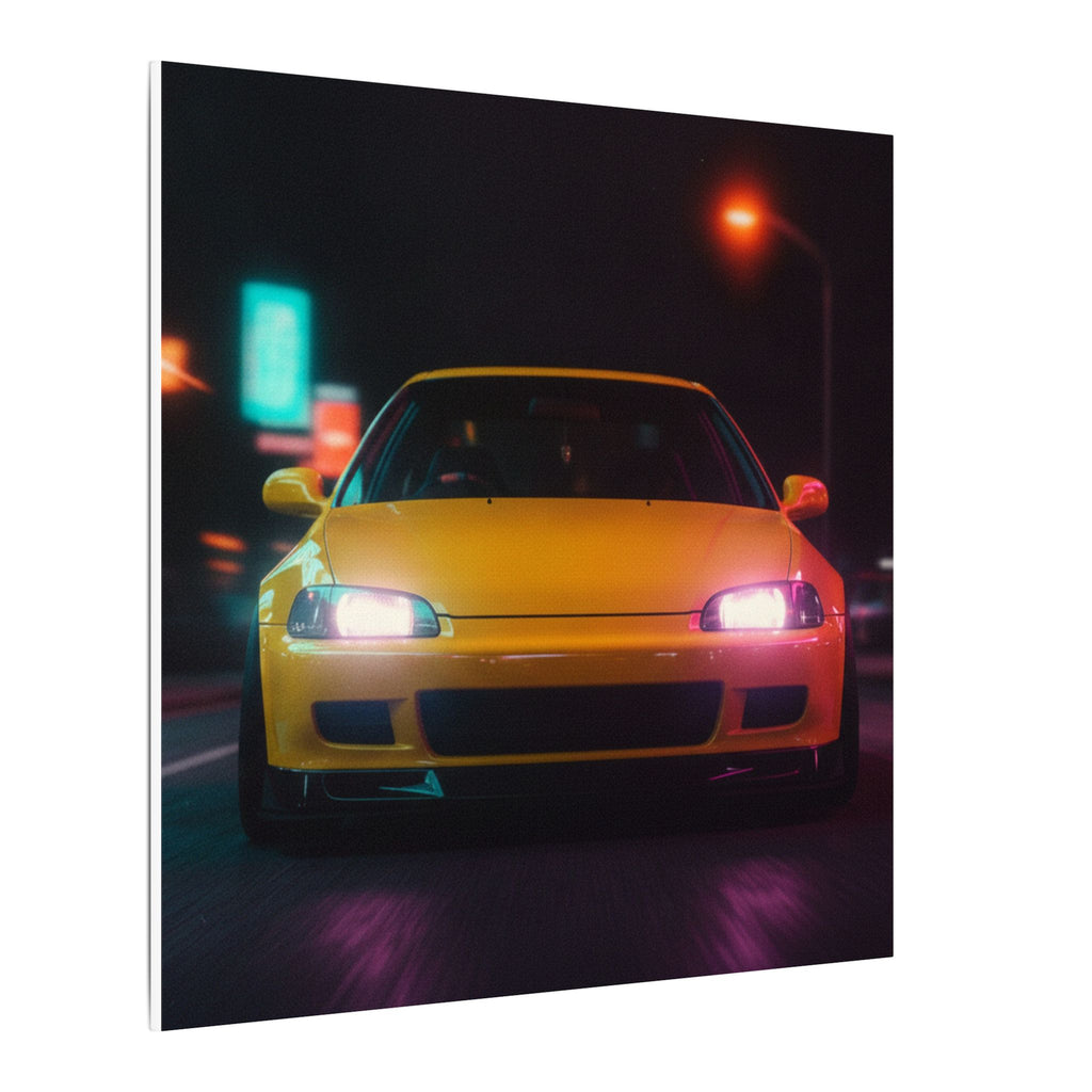 Neon Night JDM Yellow Coupe Street Matte Canvas