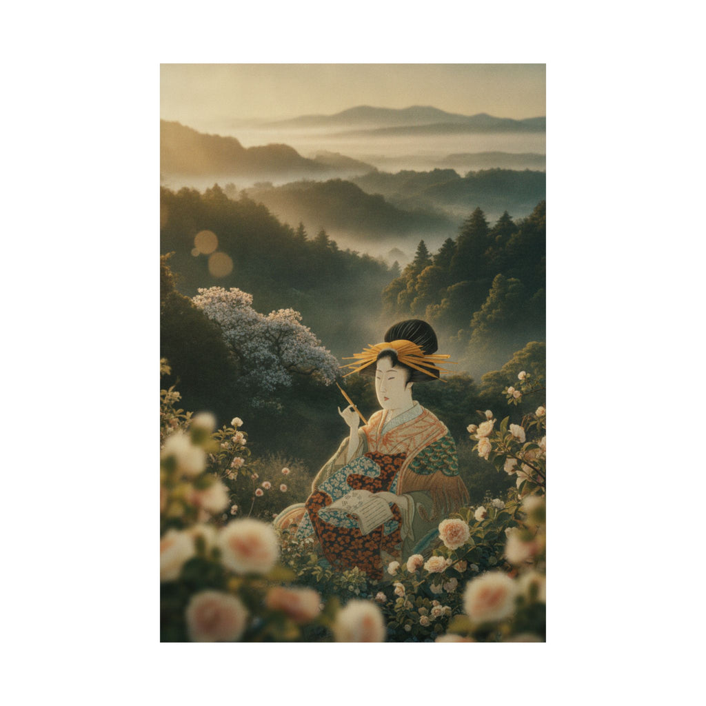 Scenic Nature — Courtesan With Book And Hair-Pin — Matte Poster