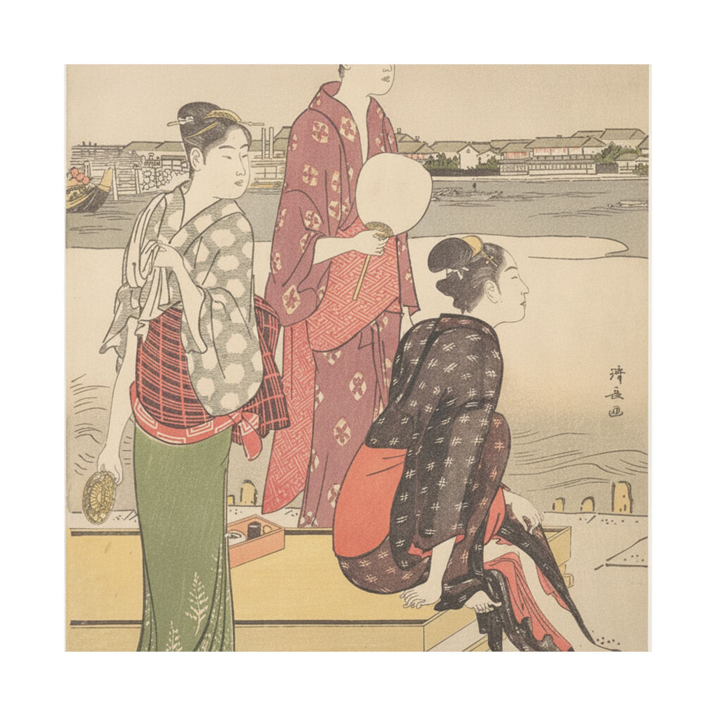Watercolor — Evening On The Banks Of The Sumida River — Matte Poster