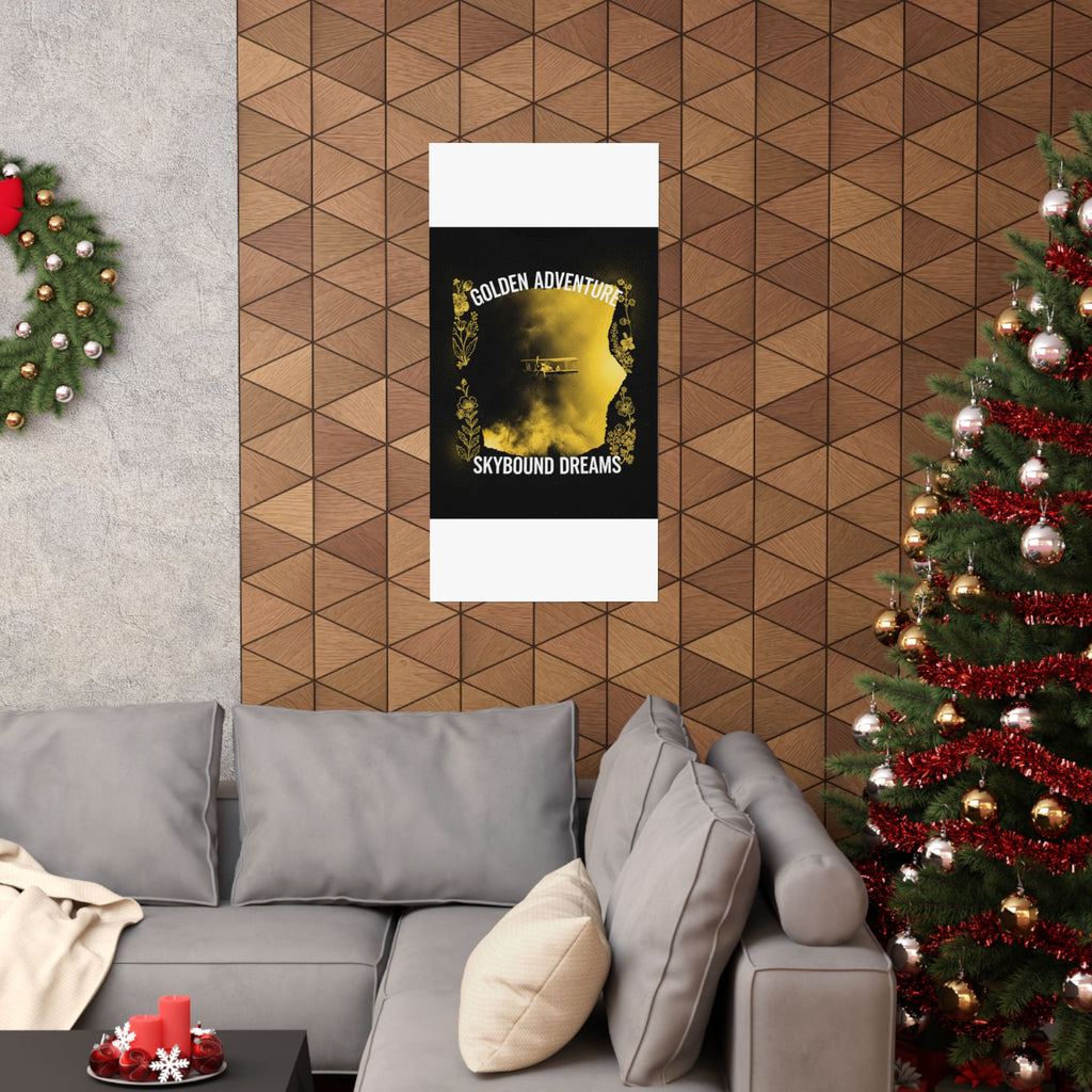 Golden Adventure Skybound Dreams Biplane Art Poster