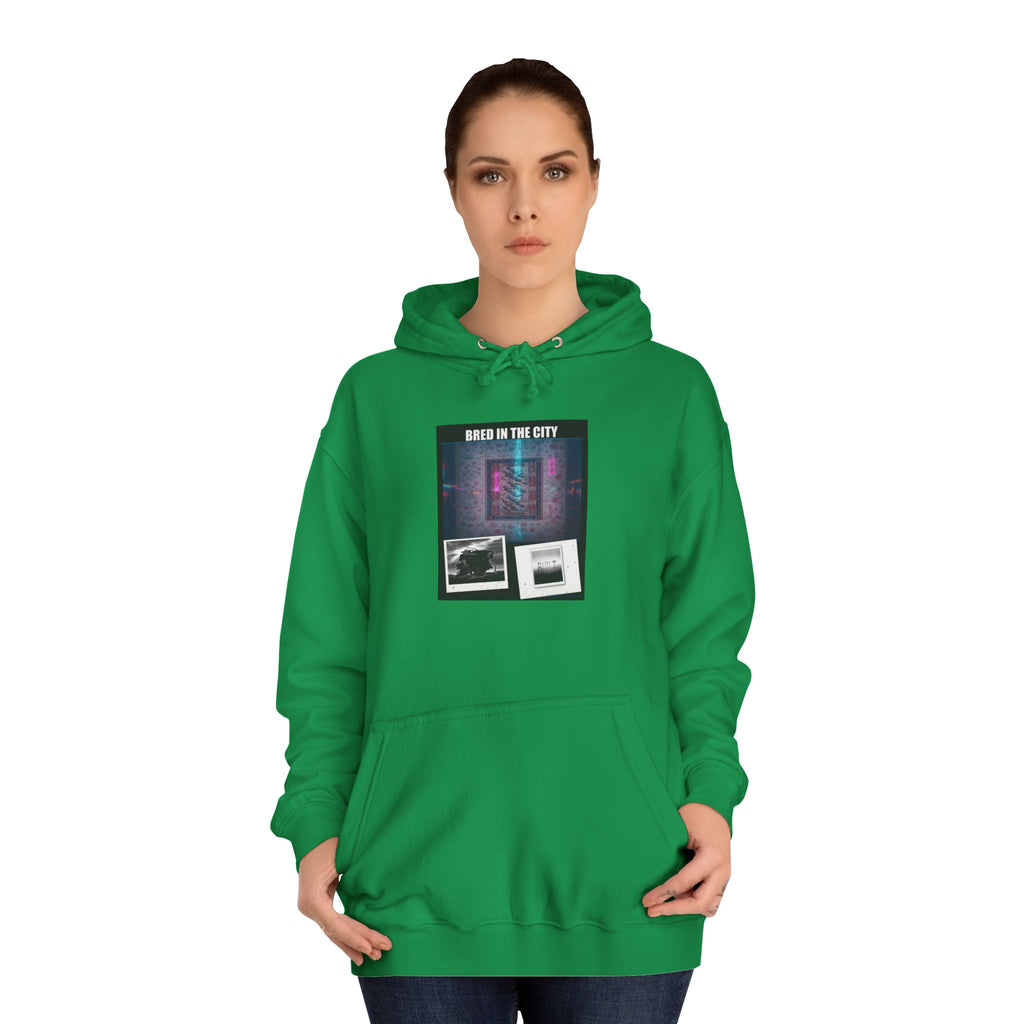 BRED IN THE CITY Purple Neon Collage Hoodie