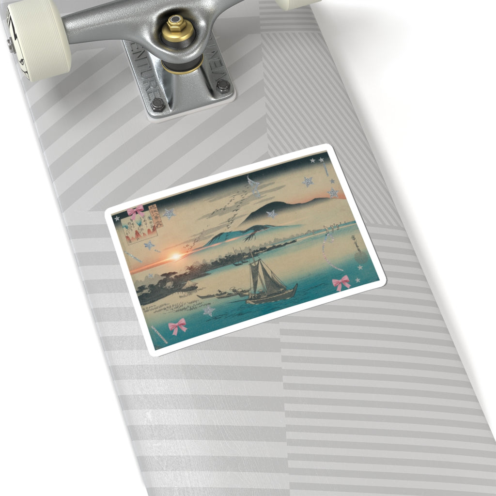 Cinematic — Geese Flying Down To Katada — Kiss-Cut Sticker