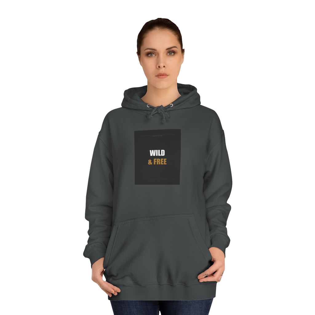 Wild & Free Orange Accent Minimal Typography Hoodie
