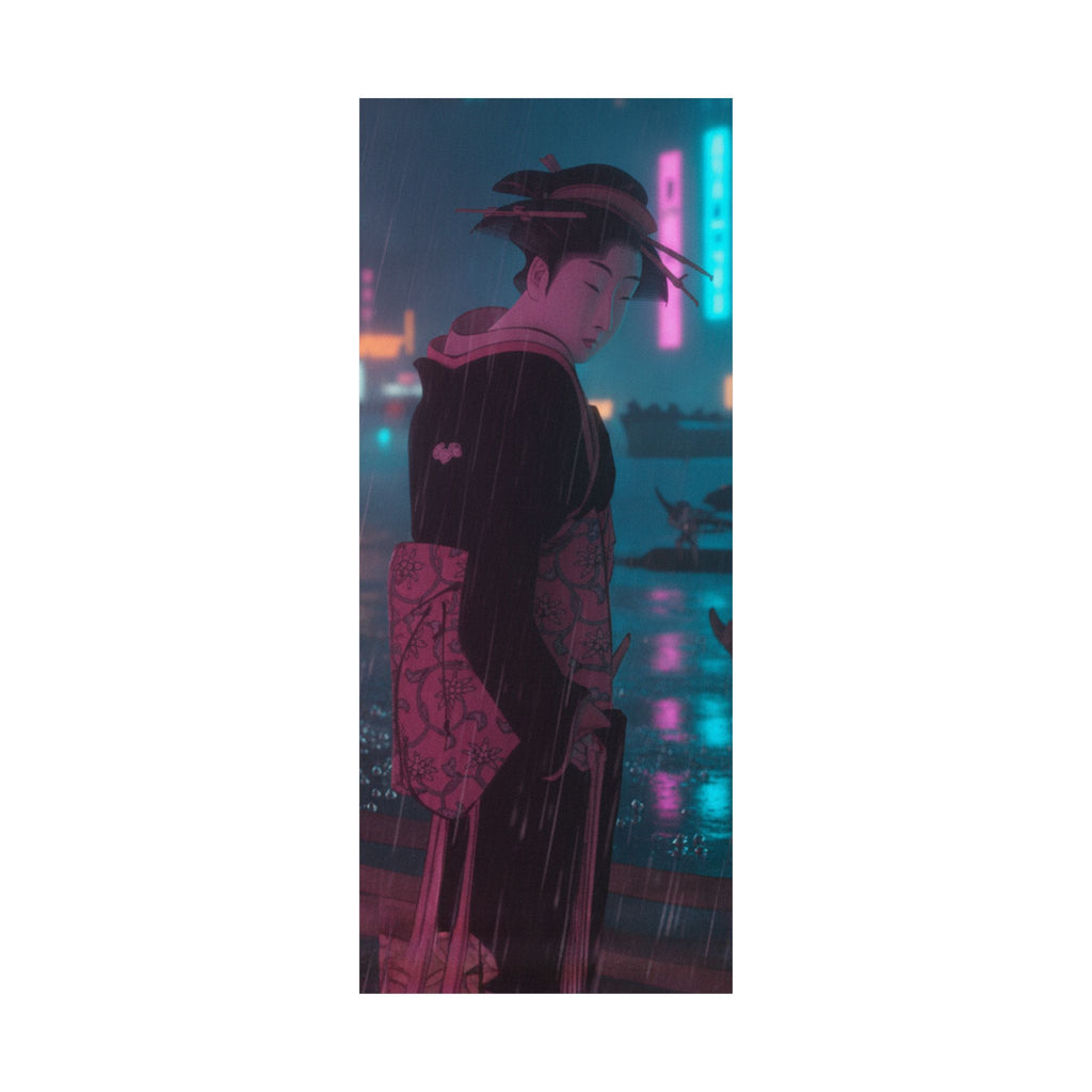 Neon Noir — Young Lady By The Shore — Matte Poster