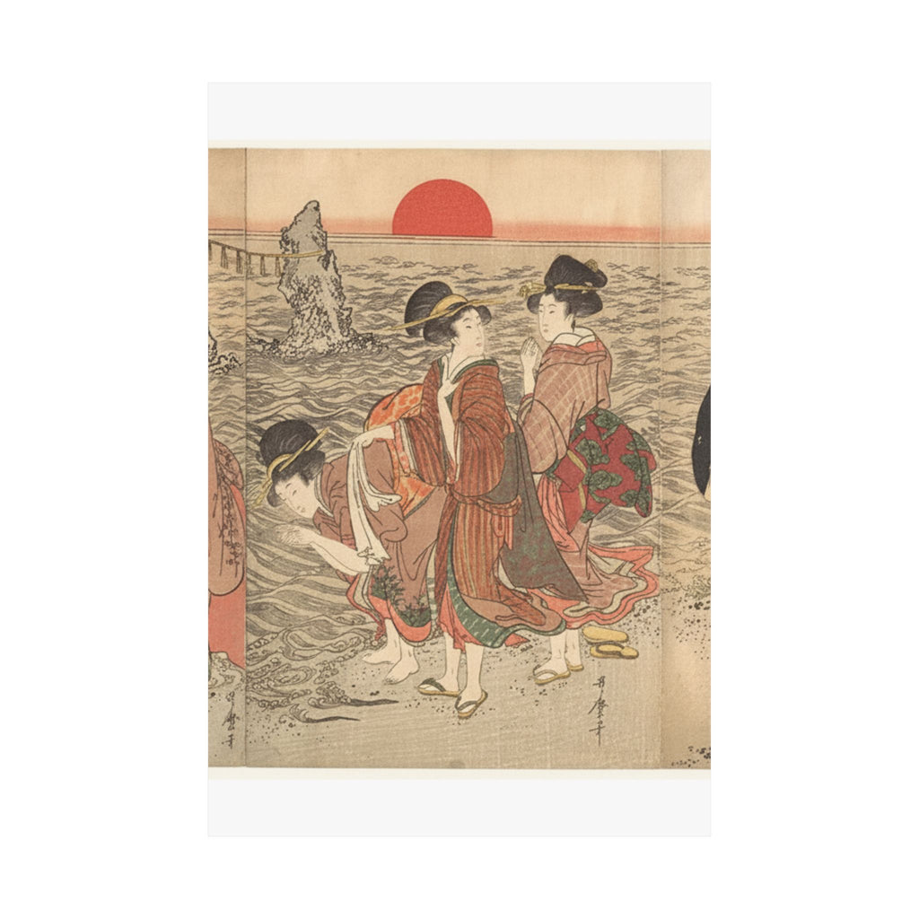Ecommerce Main — Women Worshipping The Rising Sun Between The Twin Rocks At Ise — Matte Poster