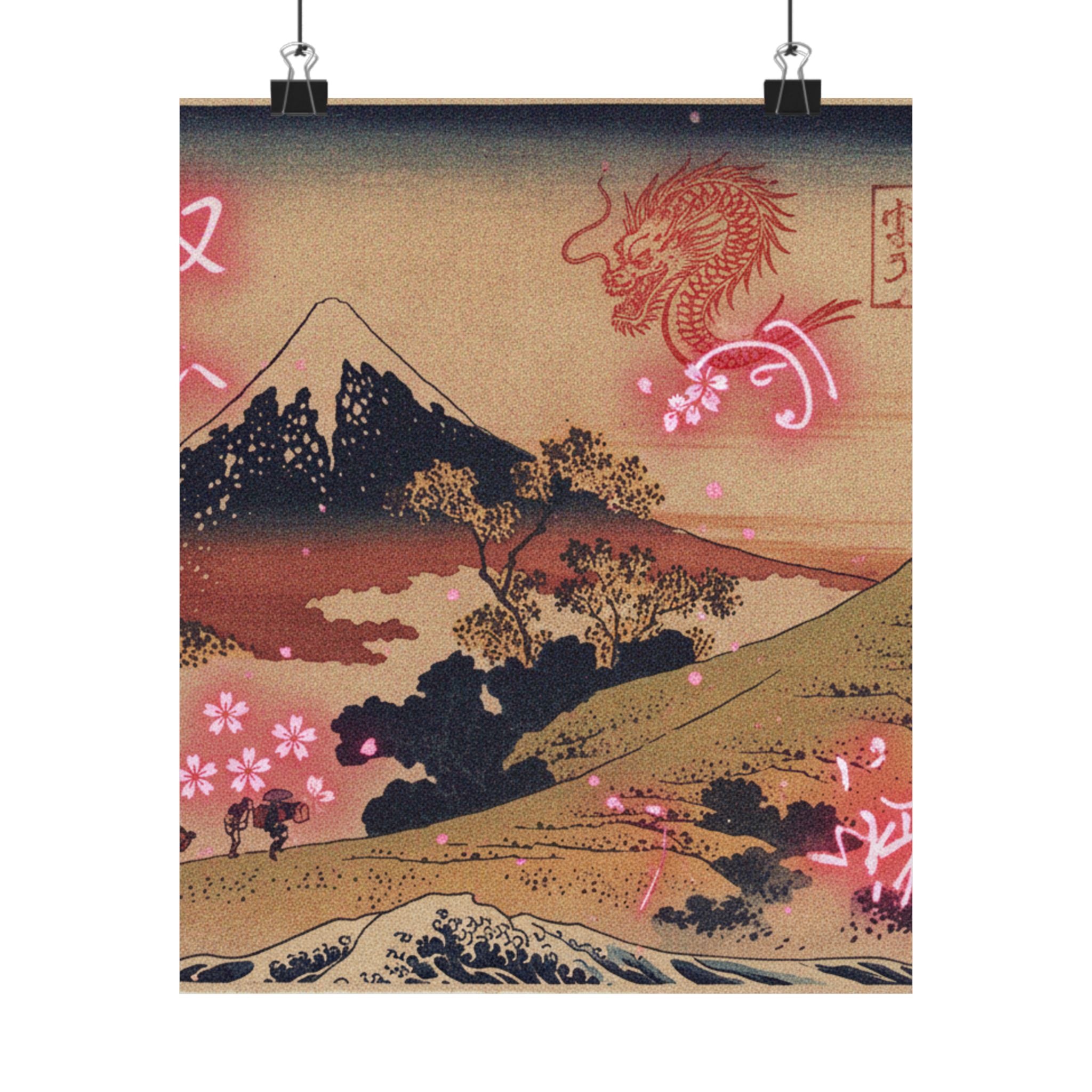 Japanese Street — The Inume Pass In Kai Province (Kōshū Inume Tōge), From The Series Thirty-Six Vi — Matte Poster
