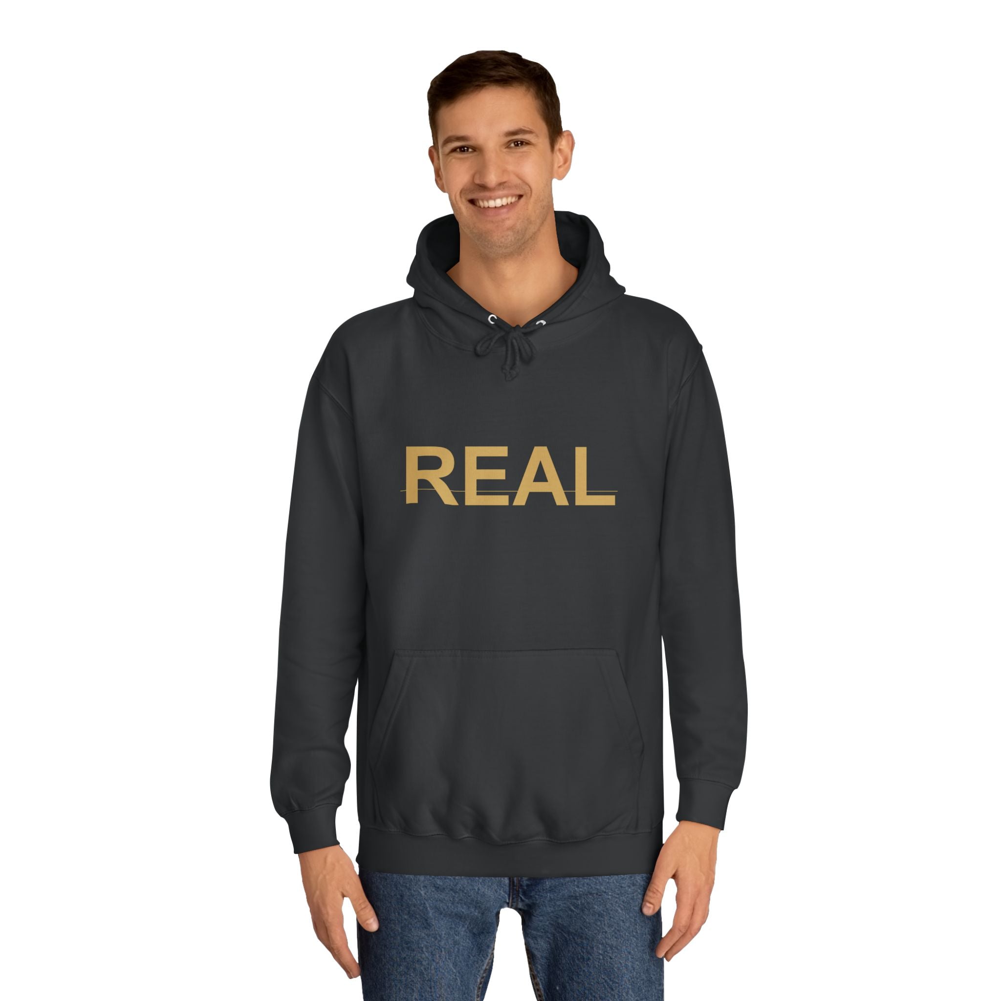REAL Gold Block Letter Minimalist Statement Hoodie