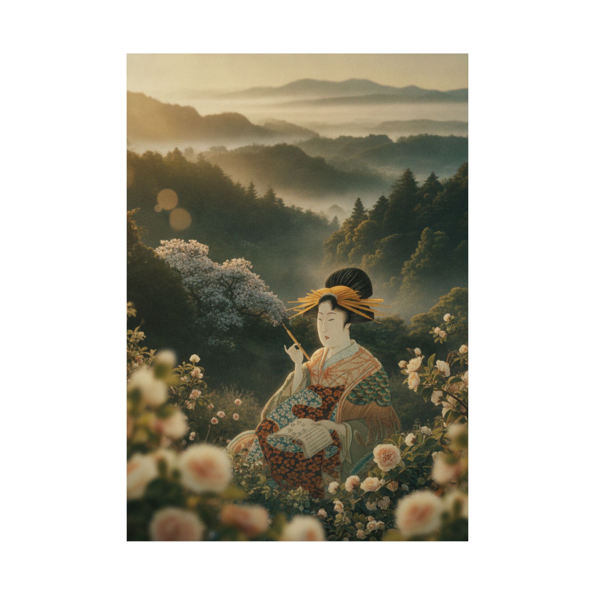 Scenic Nature — Courtesan With Book And Hair-Pin — Matte Poster