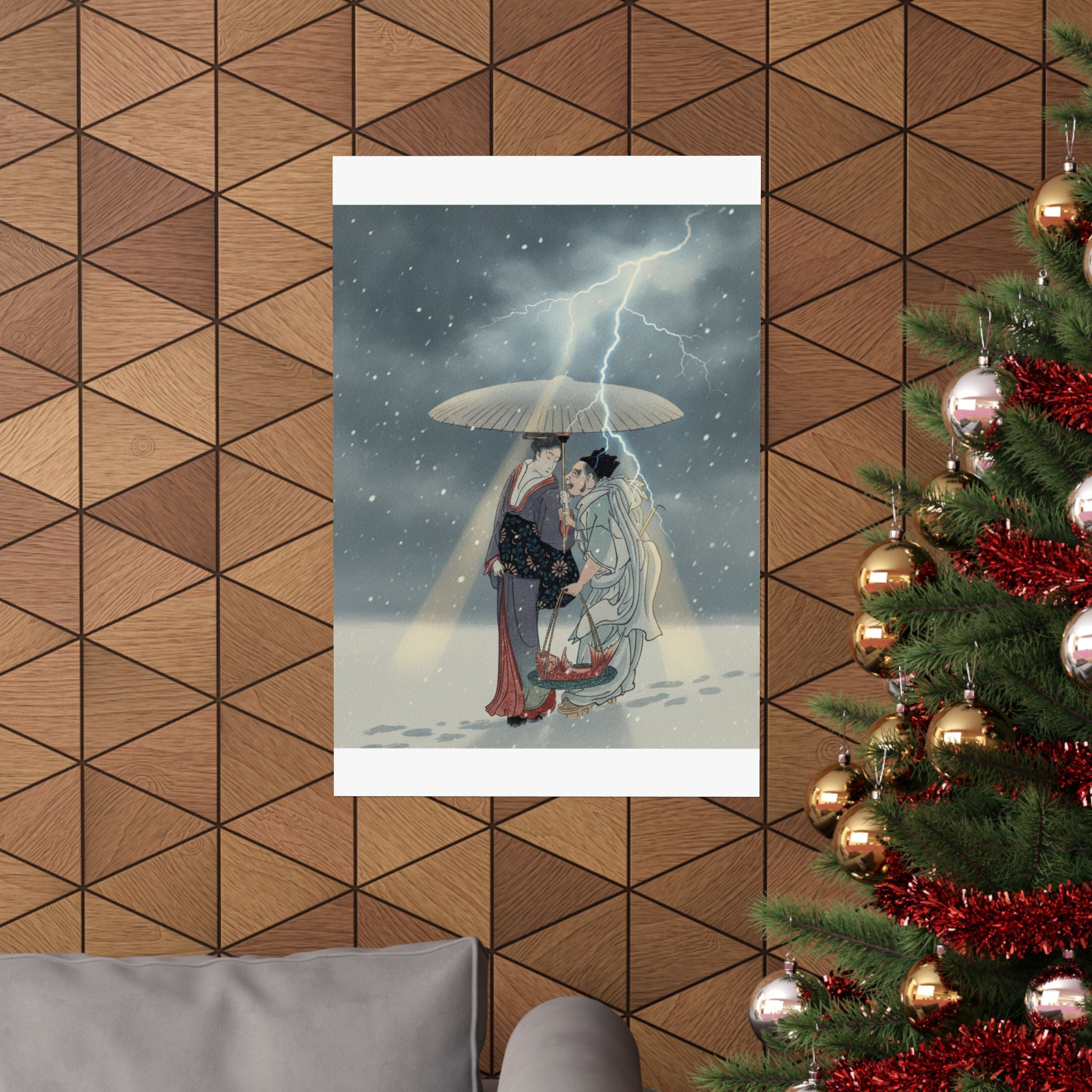 Dramatic Storm — Ebisu And Benten Walking In The Snow — Matte Poster