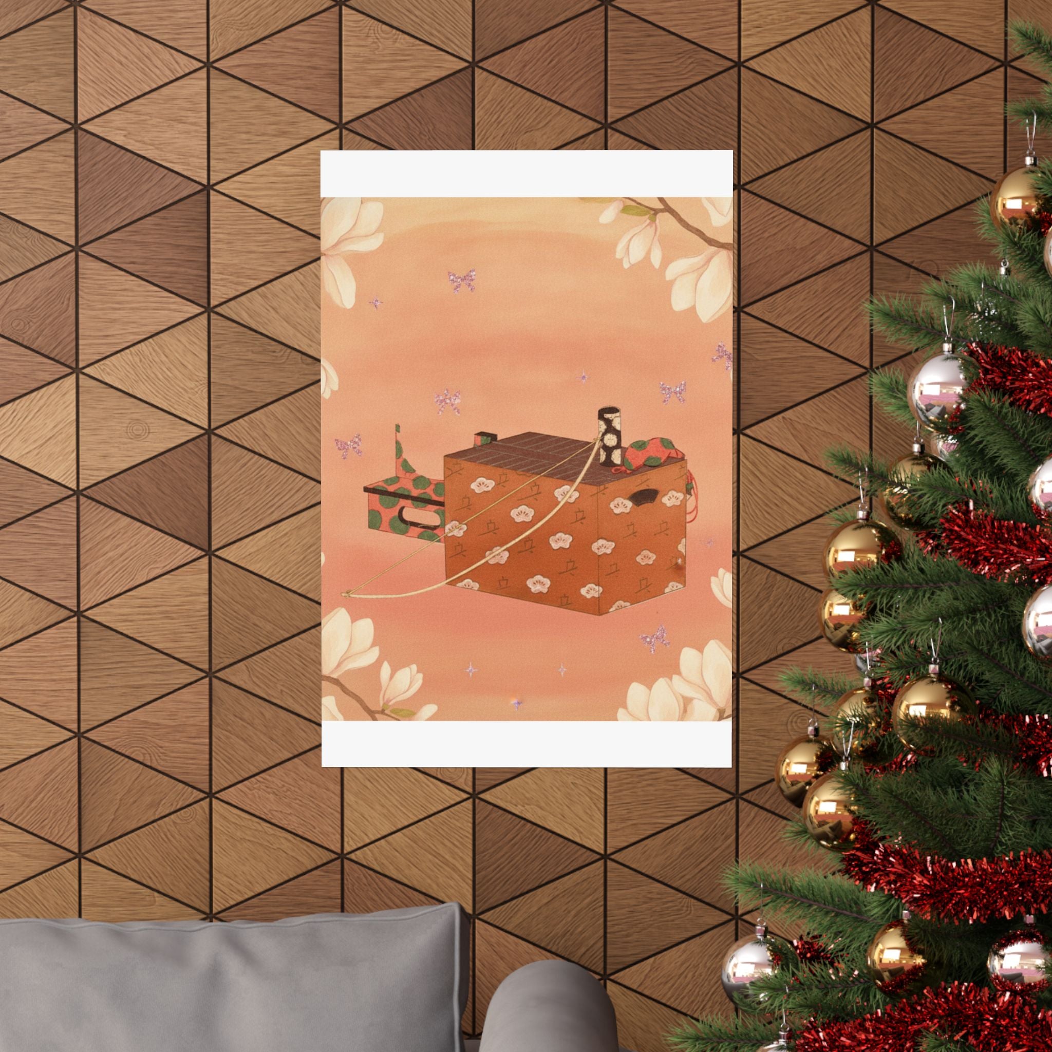 Southern Sunset — Box For Sugoroku Game (A Kind Of Backgammon), Bow And Drum — Matte Poster