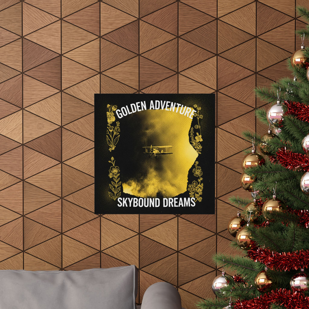 Golden Adventure Skybound Dreams Biplane Art Poster