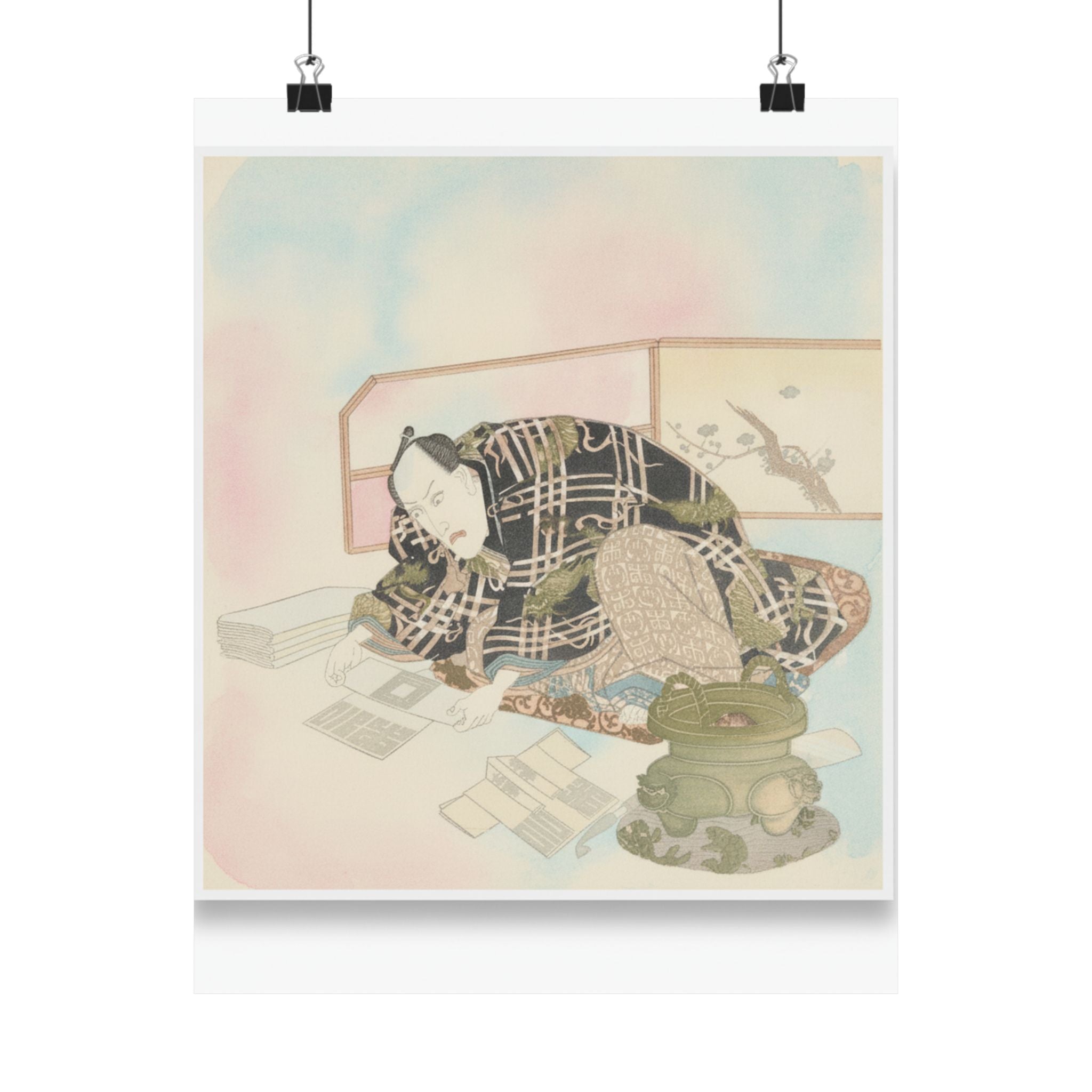 Watercolor — Ichikawa Danjūrō Vii Preparing New Year'S Gifts — Matte Poster