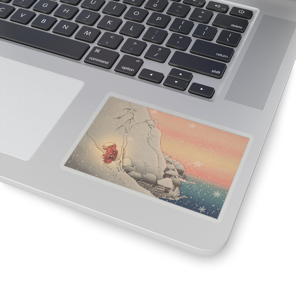 Southern Sunset — Nichiren In Snow At Tsukahara, Sodo Province — Kiss-Cut Sticker