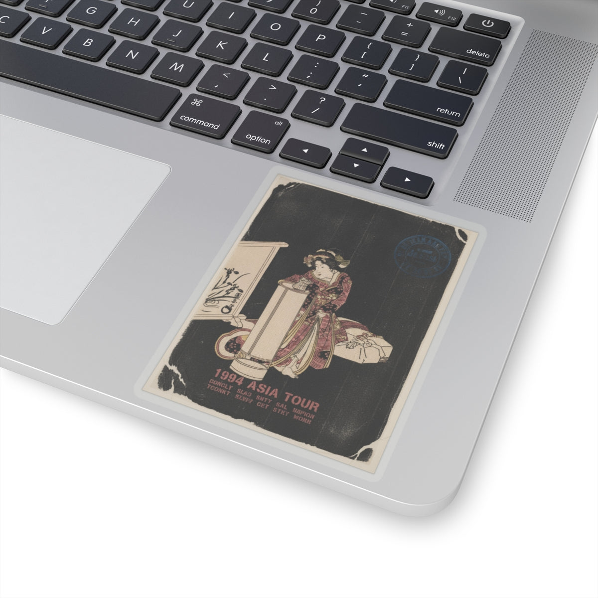 Vintage Bootleg — Young Woman Leaning Over A Tall Lamp — Kiss-Cut Sticker