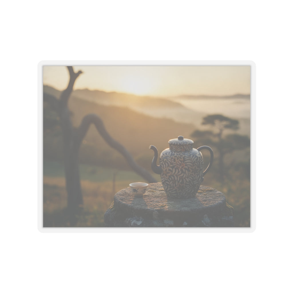 Scenic Nature — Wine Pot And Cup — Kiss-Cut Sticker