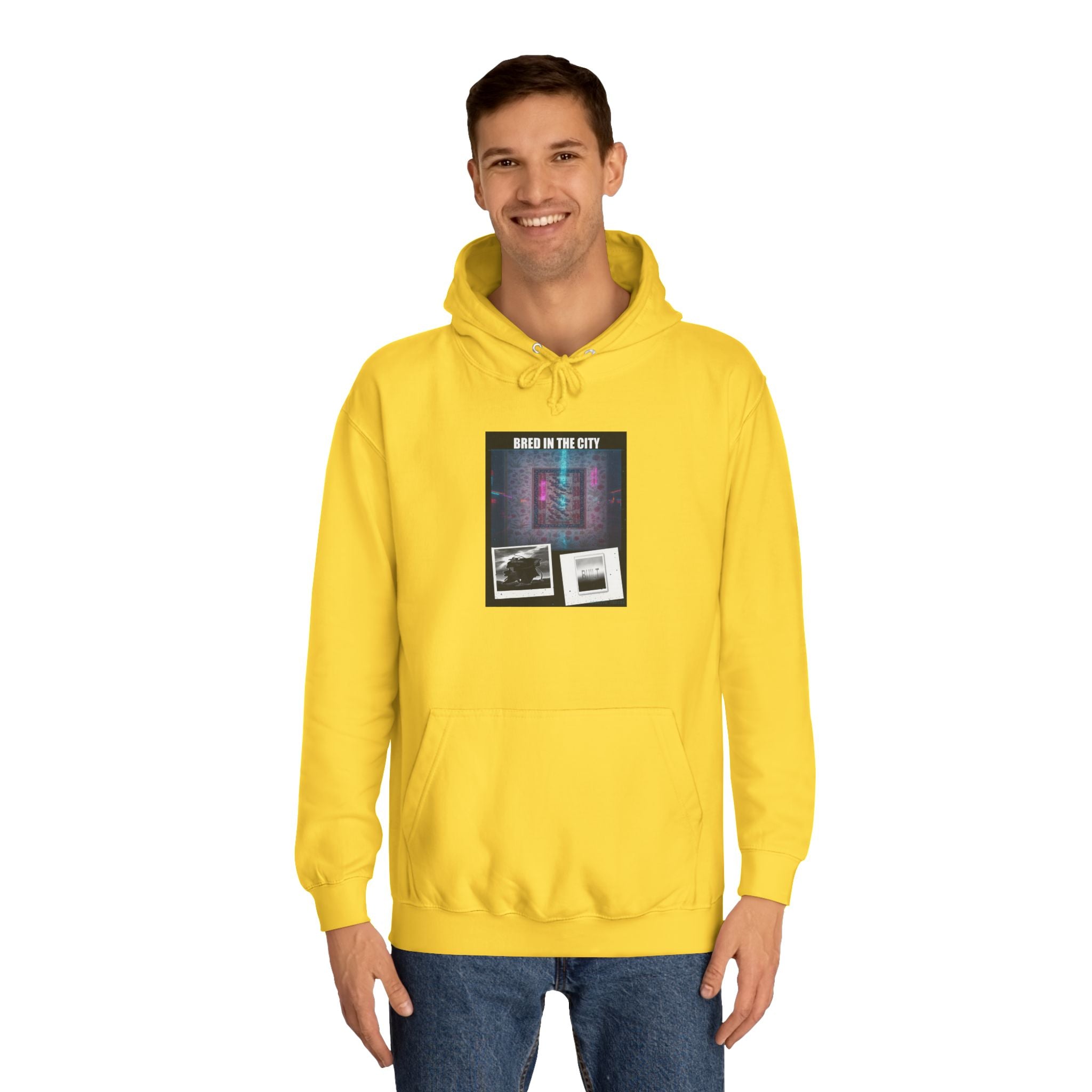 BRED IN THE CITY Purple Neon Collage Hoodie