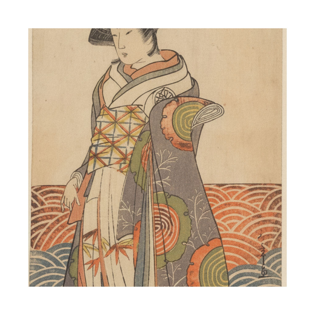 Product Marketing — The Third Segawa Kikunojo As A Woman Standing In A Room Having A Wave-Pattern Da — Matte Poster