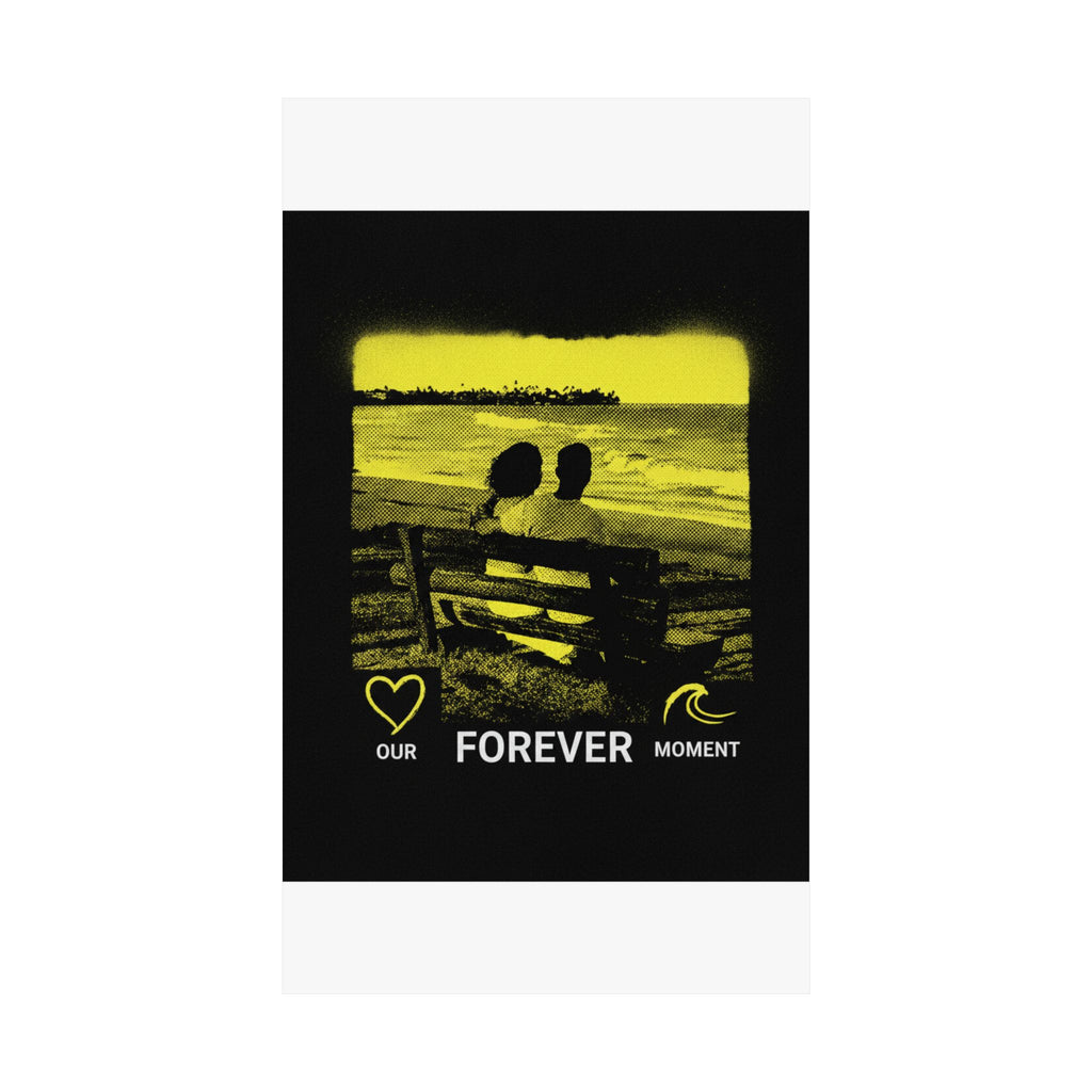 Our Forever Moment Beach Sunset Couple Yellow Matte Poster