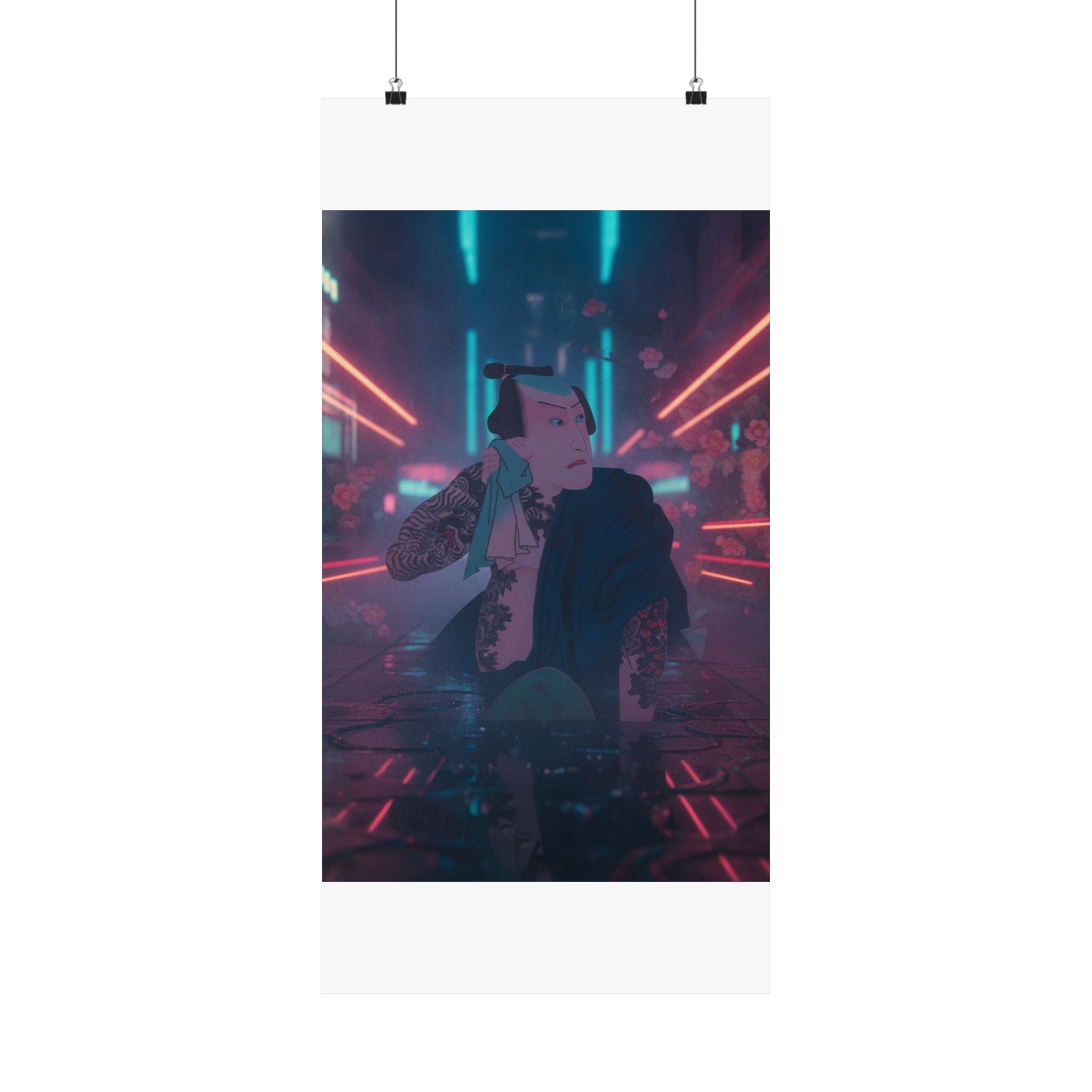 Neon Noir — The Actor Kawarazaki Gonjūrō I As Ude No Kisaburō, Likened To Wu Song The Asceti — Matte Poster