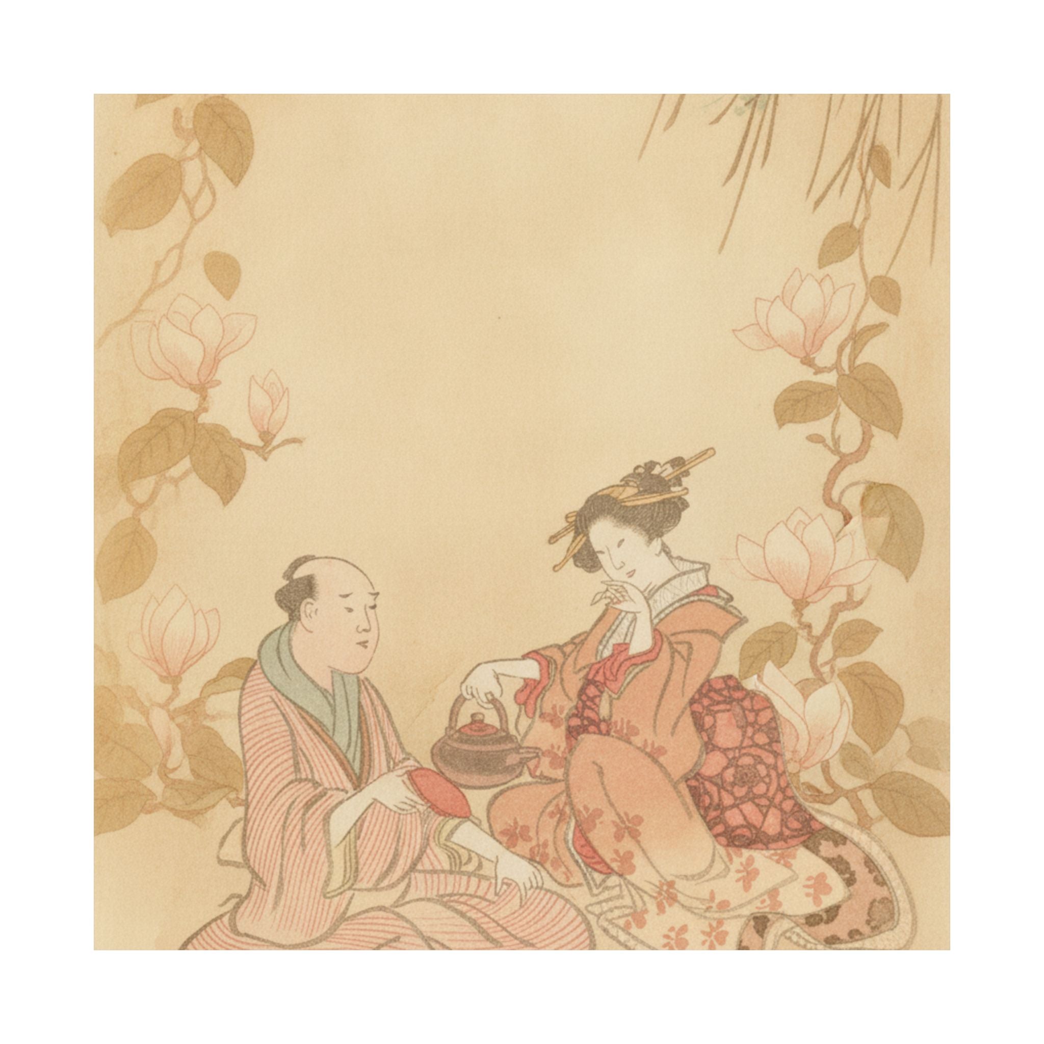 Southern Sunset — Woman Entertaining Her Guest With New Year Wine — Matte Poster