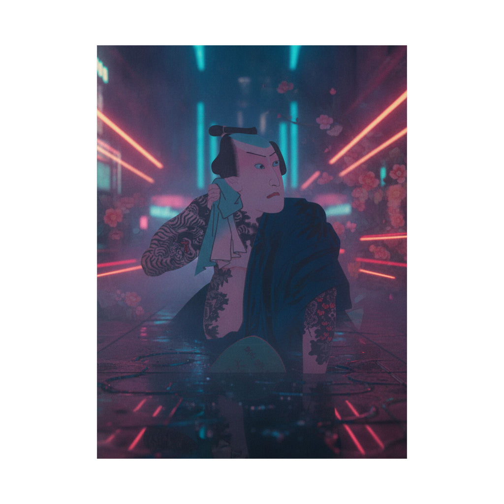 Neon Noir — The Actor Kawarazaki Gonjūrō I As Ude No Kisaburō, Likened To Wu Song The Asceti — Matte Poster
