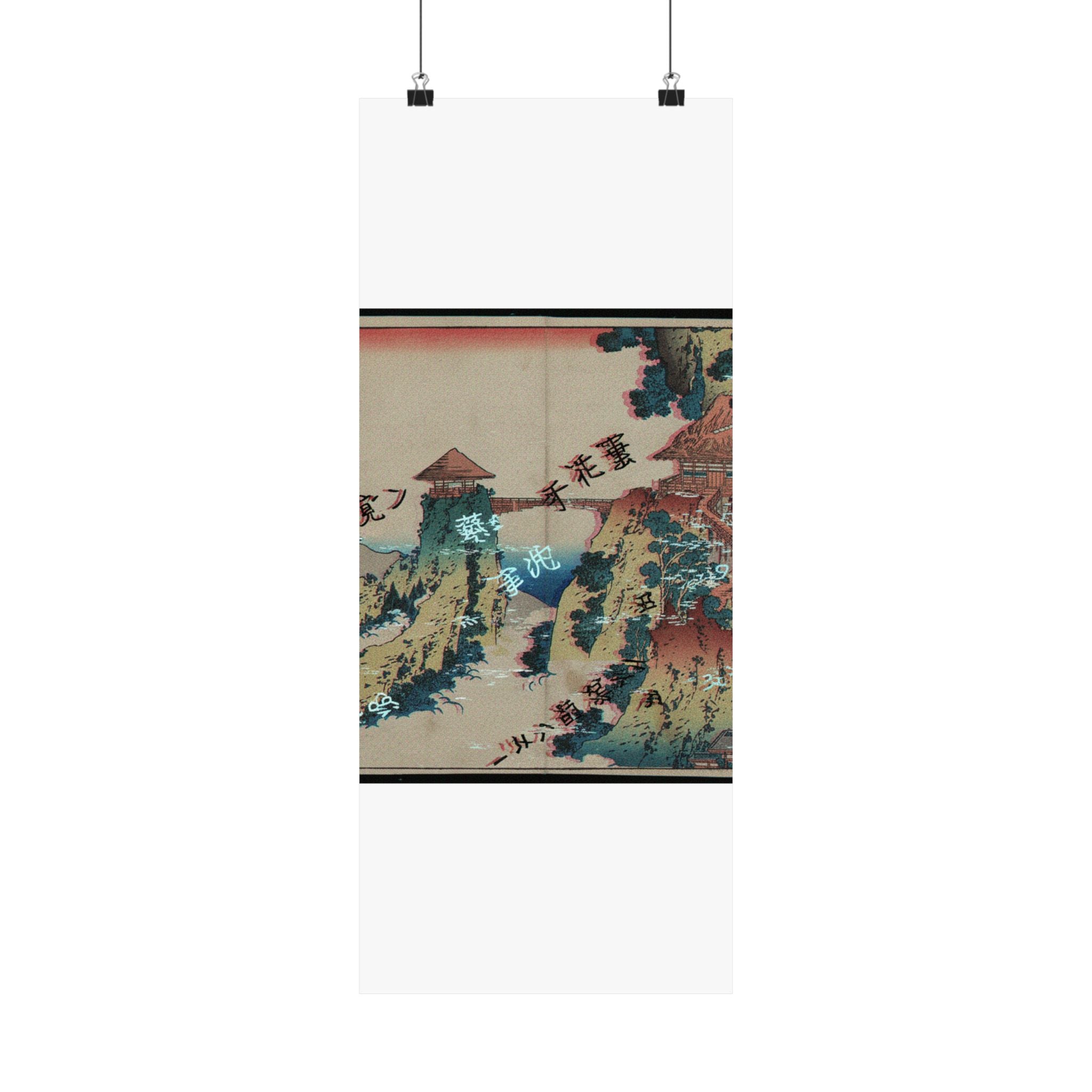 Glitch Culture — The Hanging-Cloud Bridge At Mount Gyōdō Near Ashikaga (Ashikaga Gyōdōzan Kumo No — Matte Poster