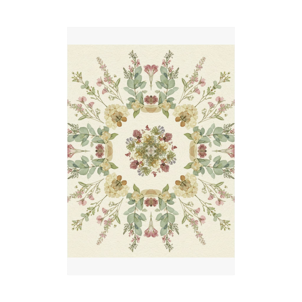 Pressed Wildflower Symmetry Cottagecore Botanical Poster