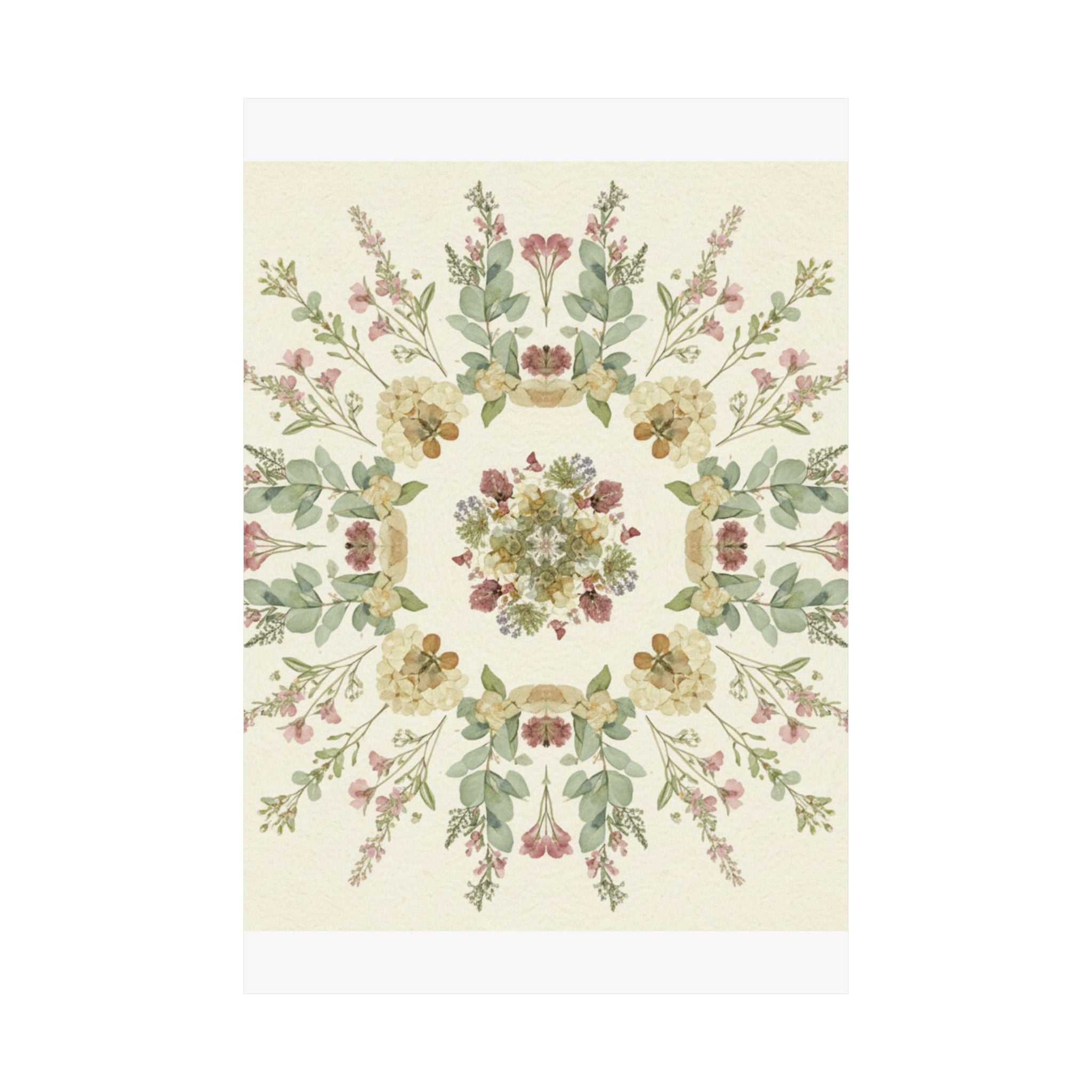 Pressed Wildflower Symmetry Cottagecore Botanical Poster