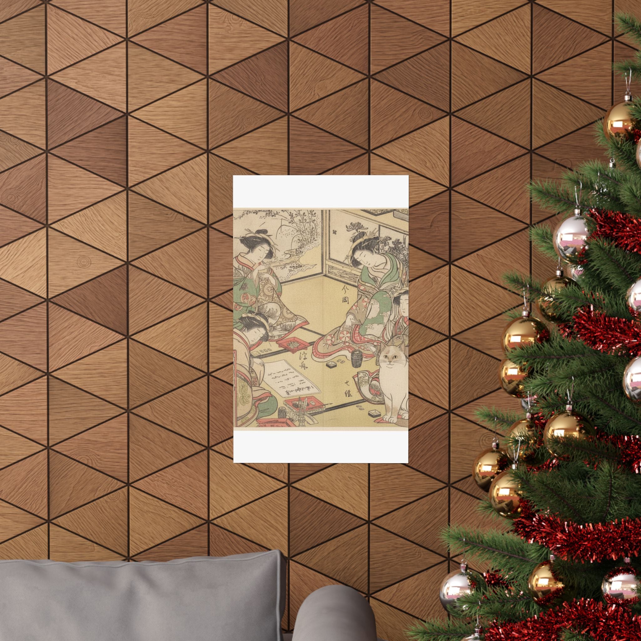 Botanical — Four Oiran Of The House Called Kadokana-Ya Playing The Game Of Ko-Awase (Incense — Matte Poster