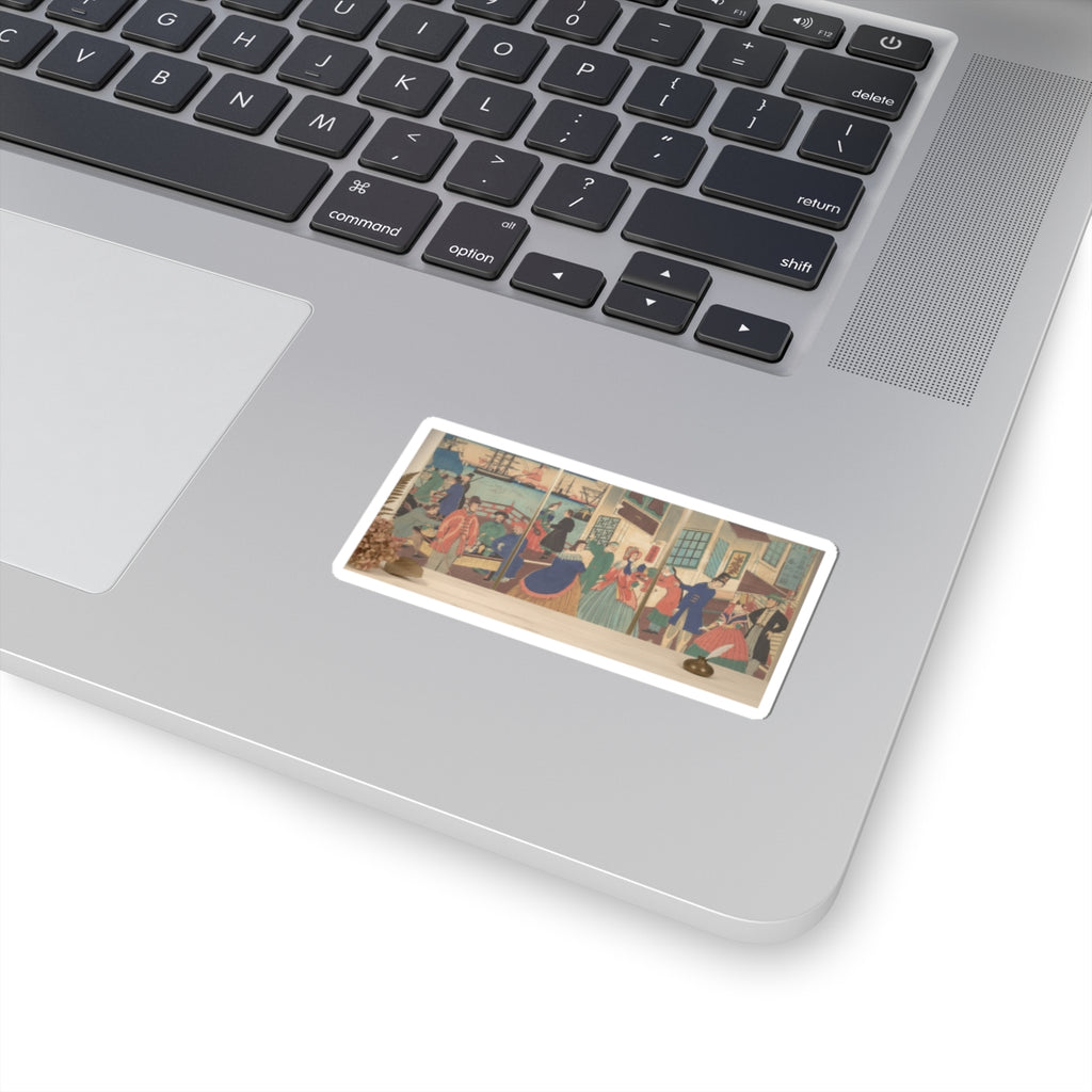 Product Marketing — People Of The Five Nations Drinking And Eating (Gokakoku Jinbutsu Dontaku No Zu) — Kiss-Cut Sticker
