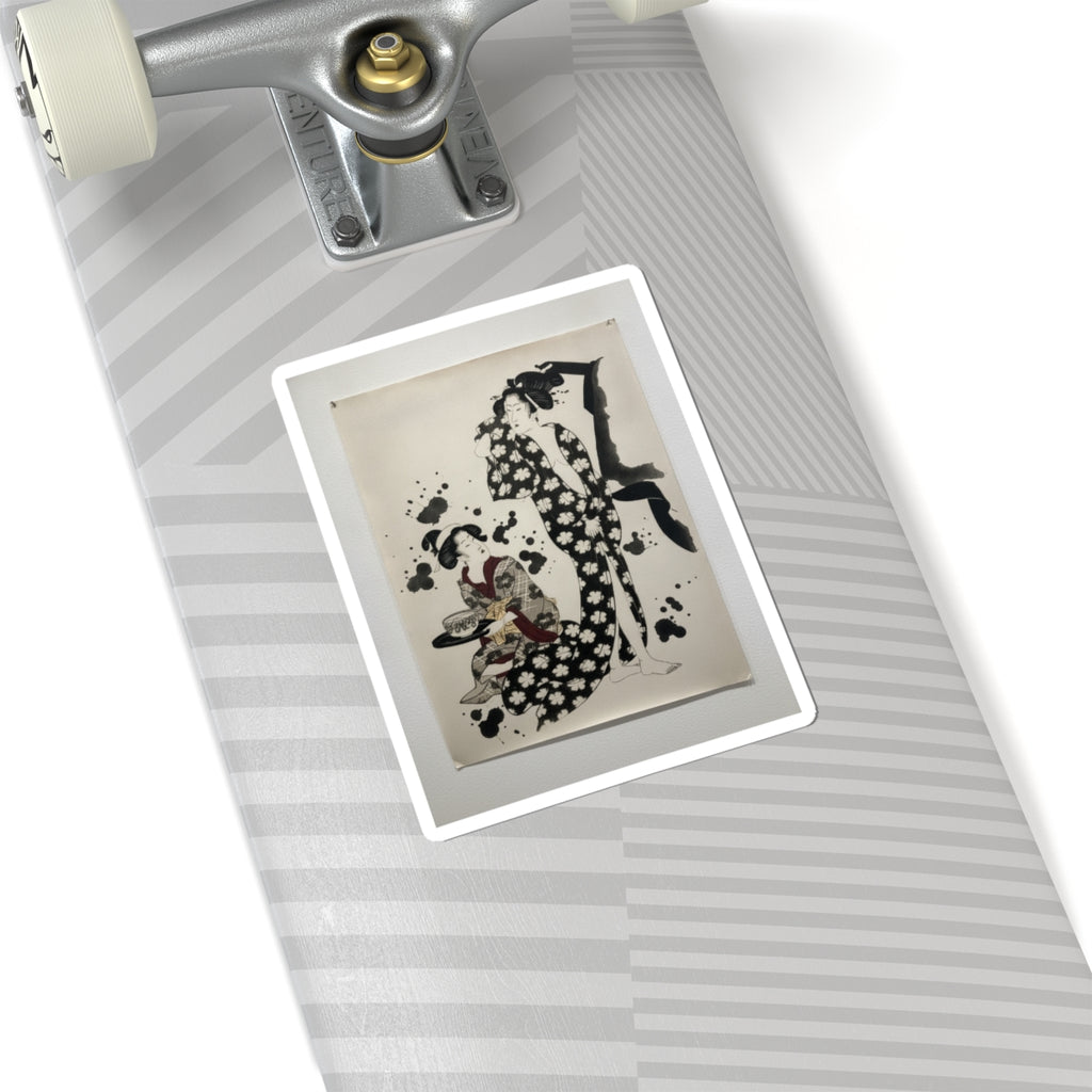 Watercolor — Young Woman Making Her Toilet — Kiss-Cut Sticker